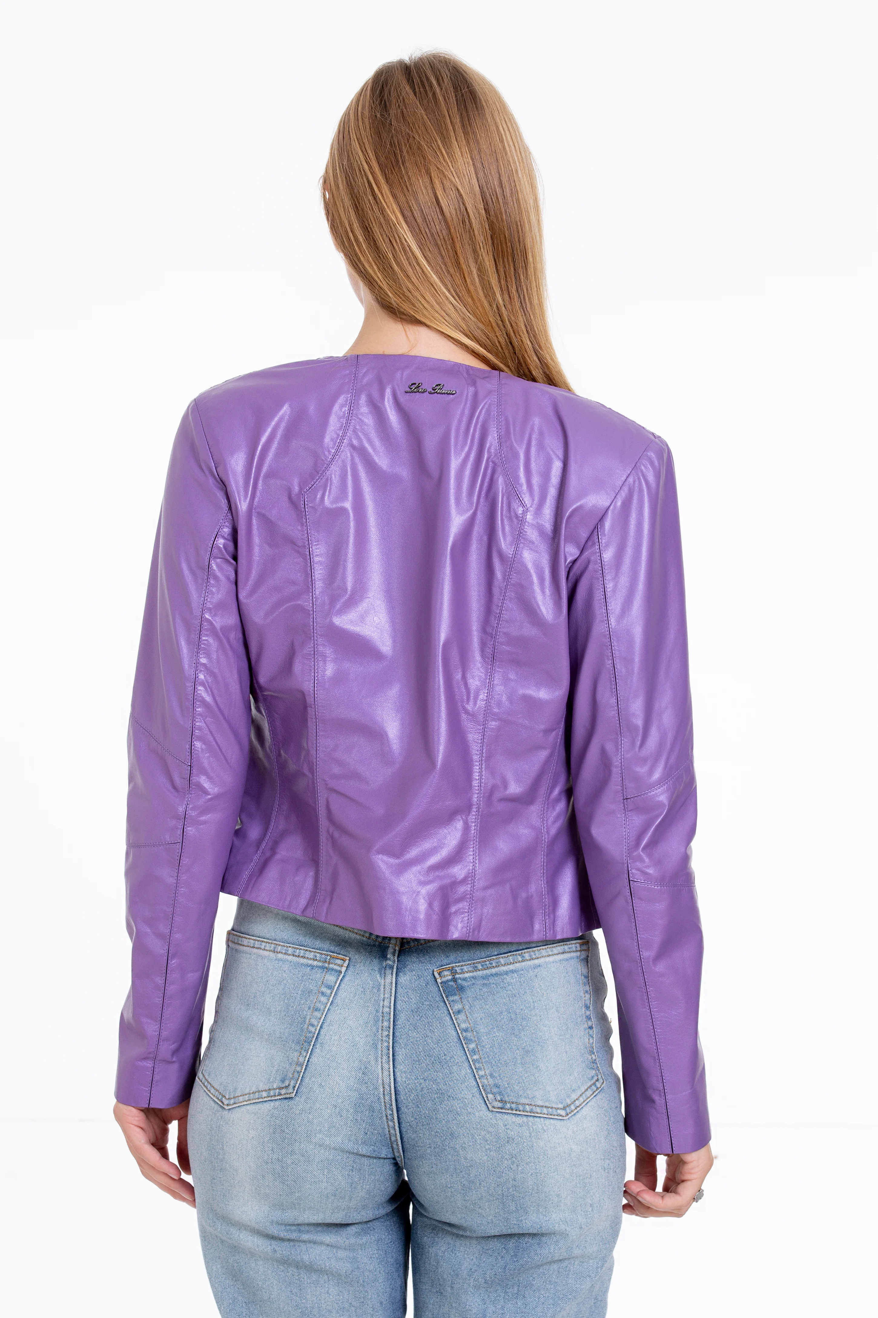 The Havnen Lilac Leather Women Jacket - Image 3
