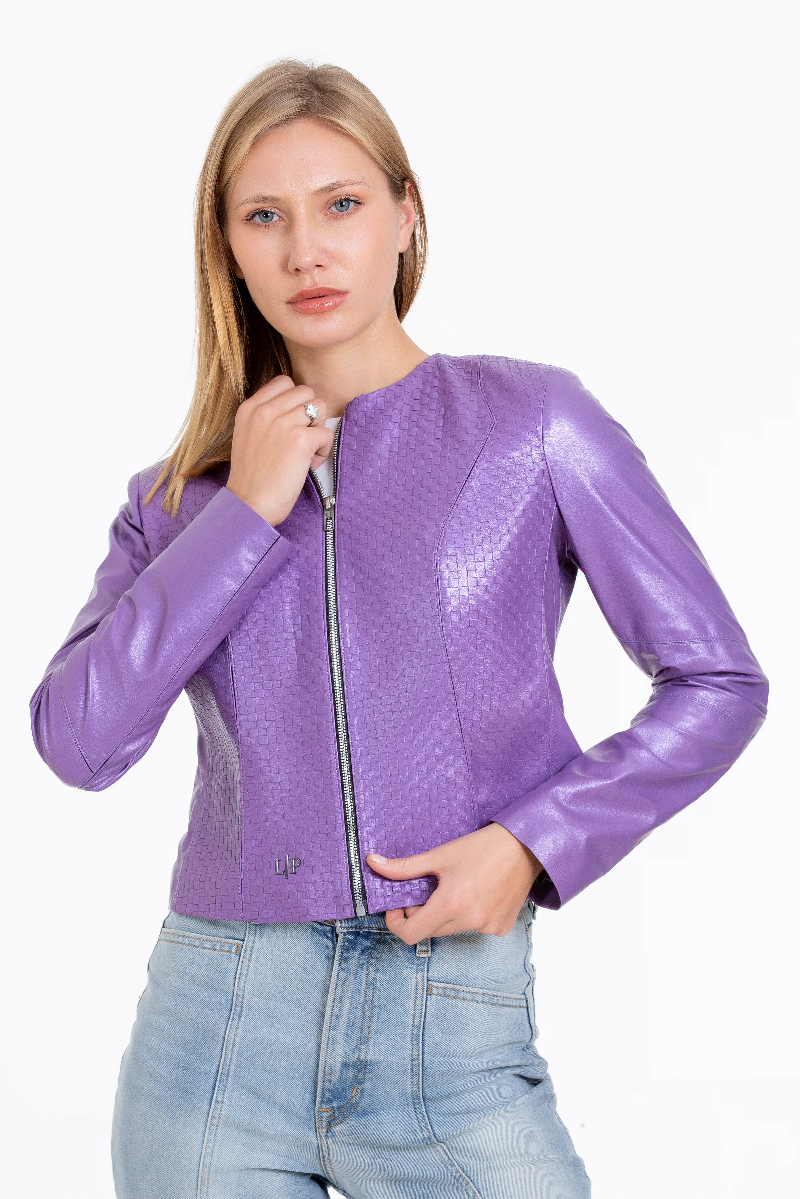 The Havnen Lilac Leather Women Jacket - Image 4