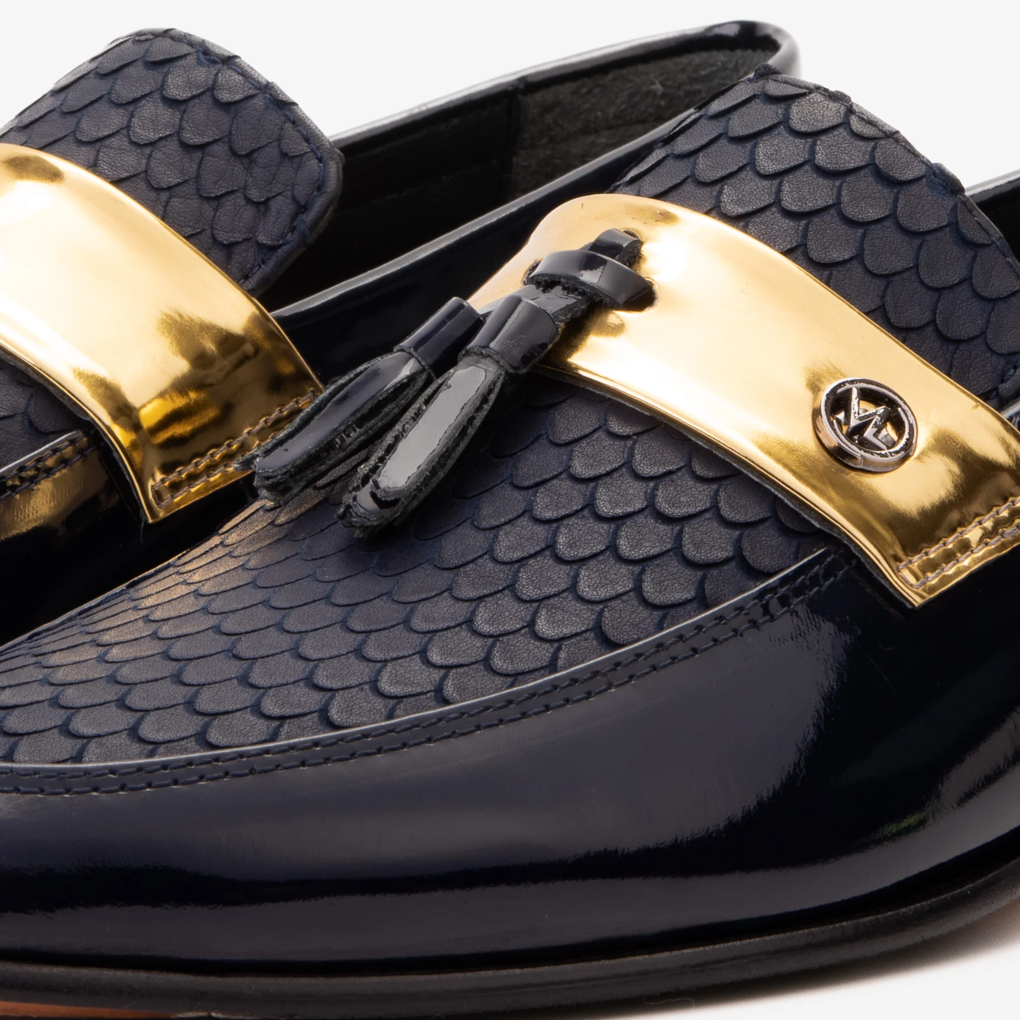 The Imperial Navy Blue & Gold Leather Men Dress Shoe - Image 4