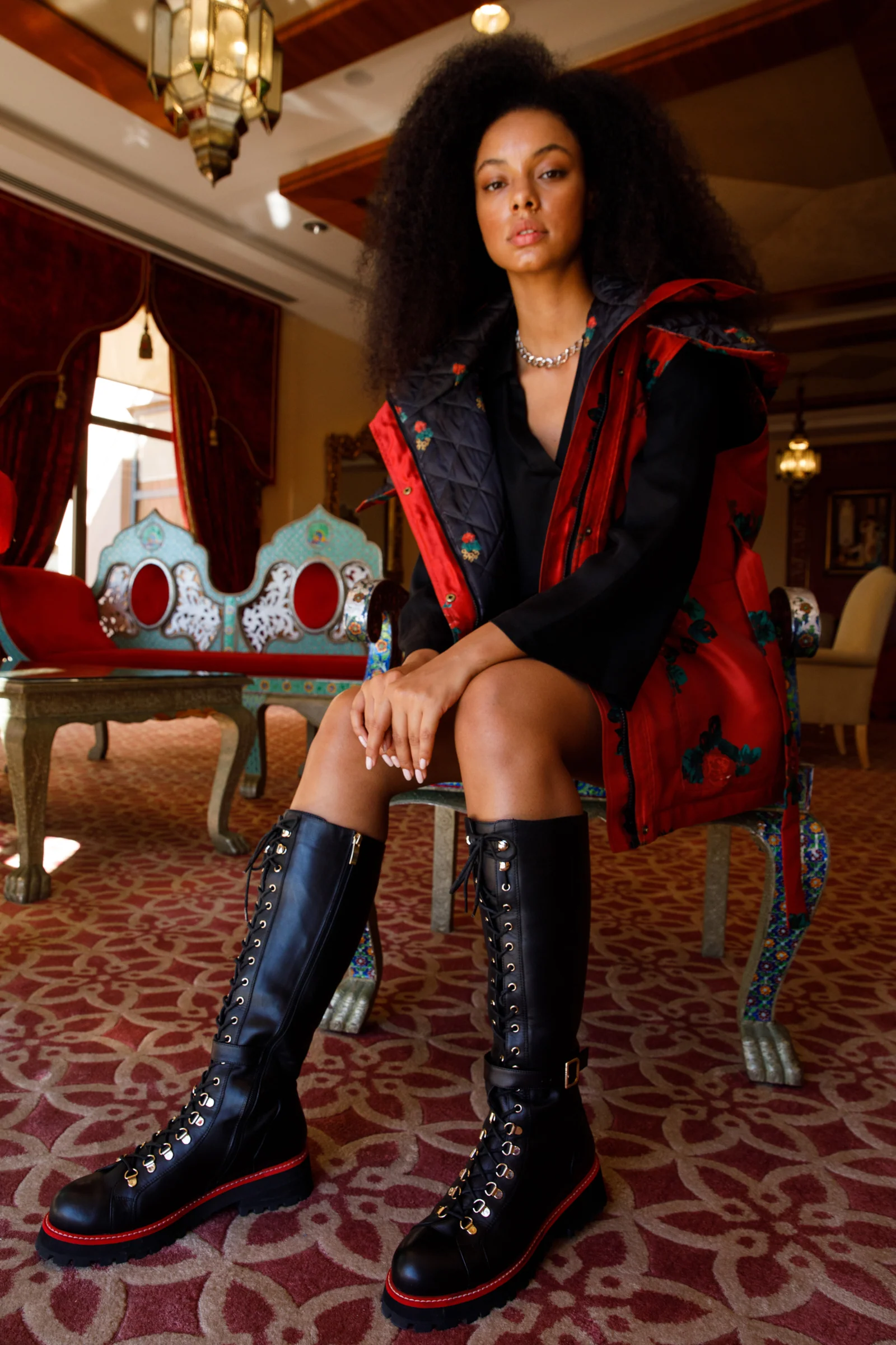 The Istinye Black Leather Knee High Lace-Up Women Boot Limited Edition - Image 15