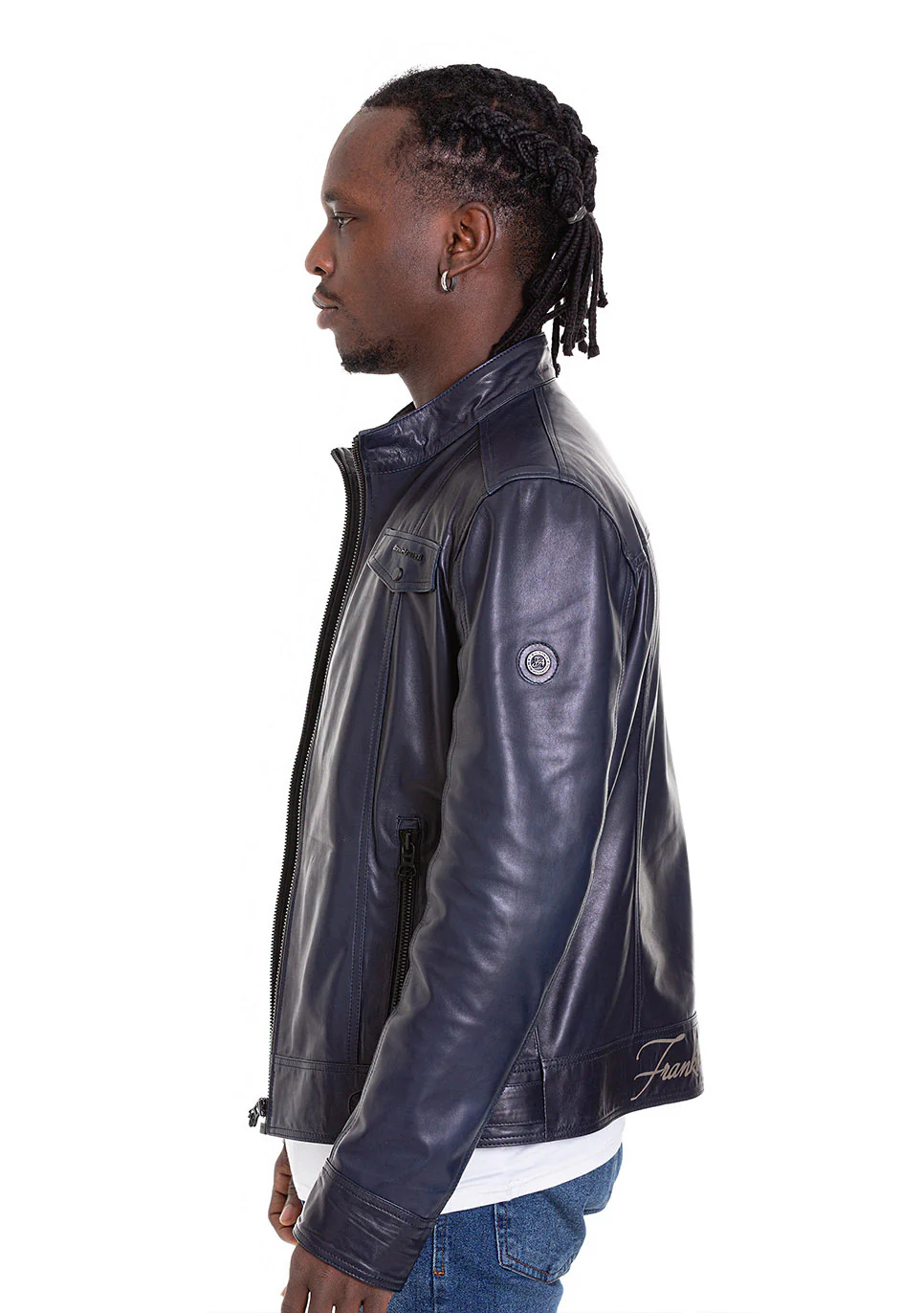 The Labanon Navy Blue Leather Men Jacket - Image 4