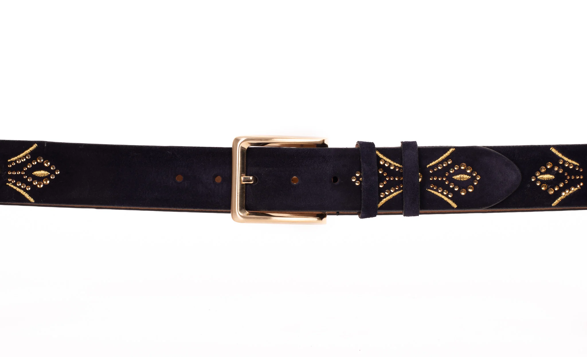 The Lazio Navy Blue Suede Leather Belt - Image 2
