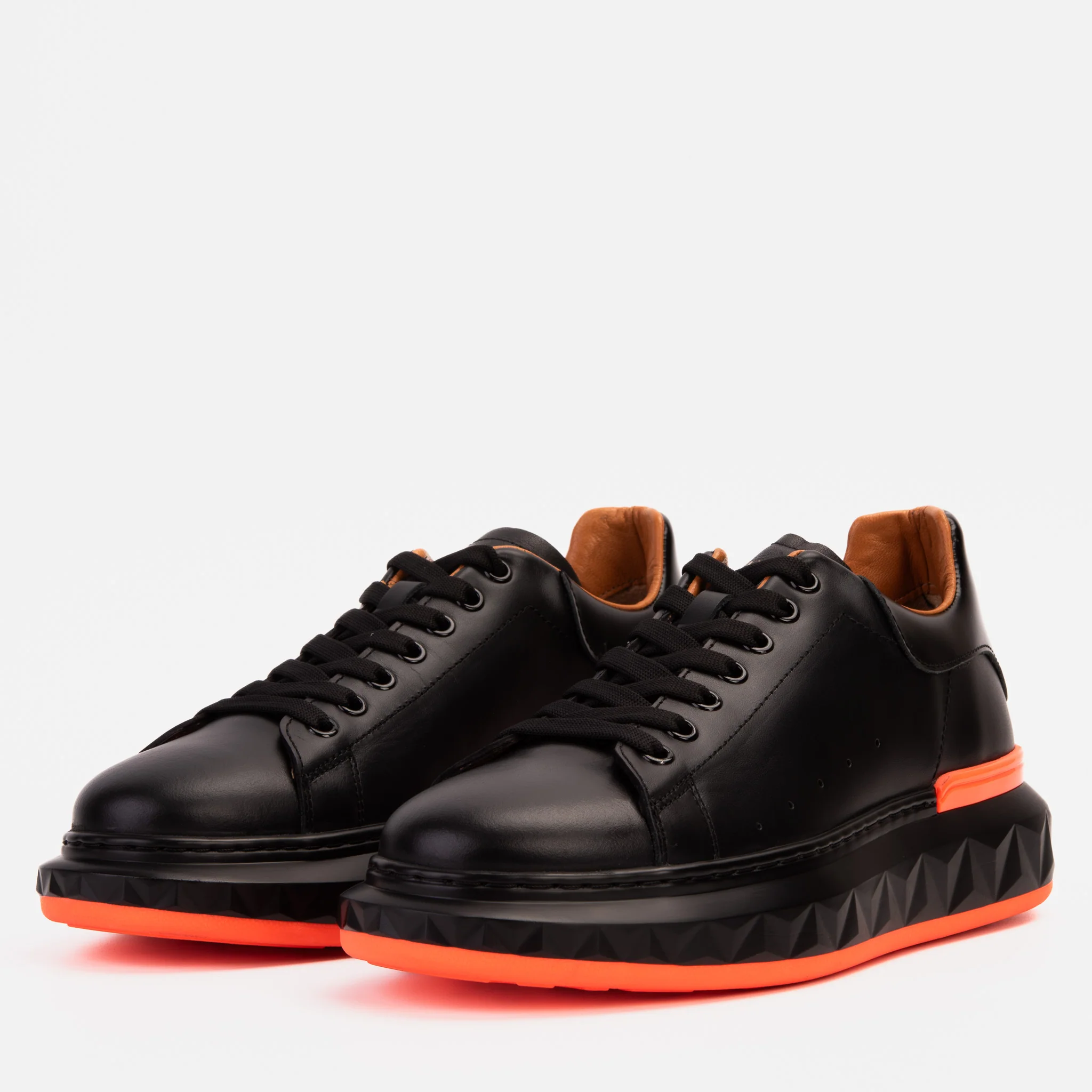 The Linq Black & Orange Leather Men Sneaker - Image 2