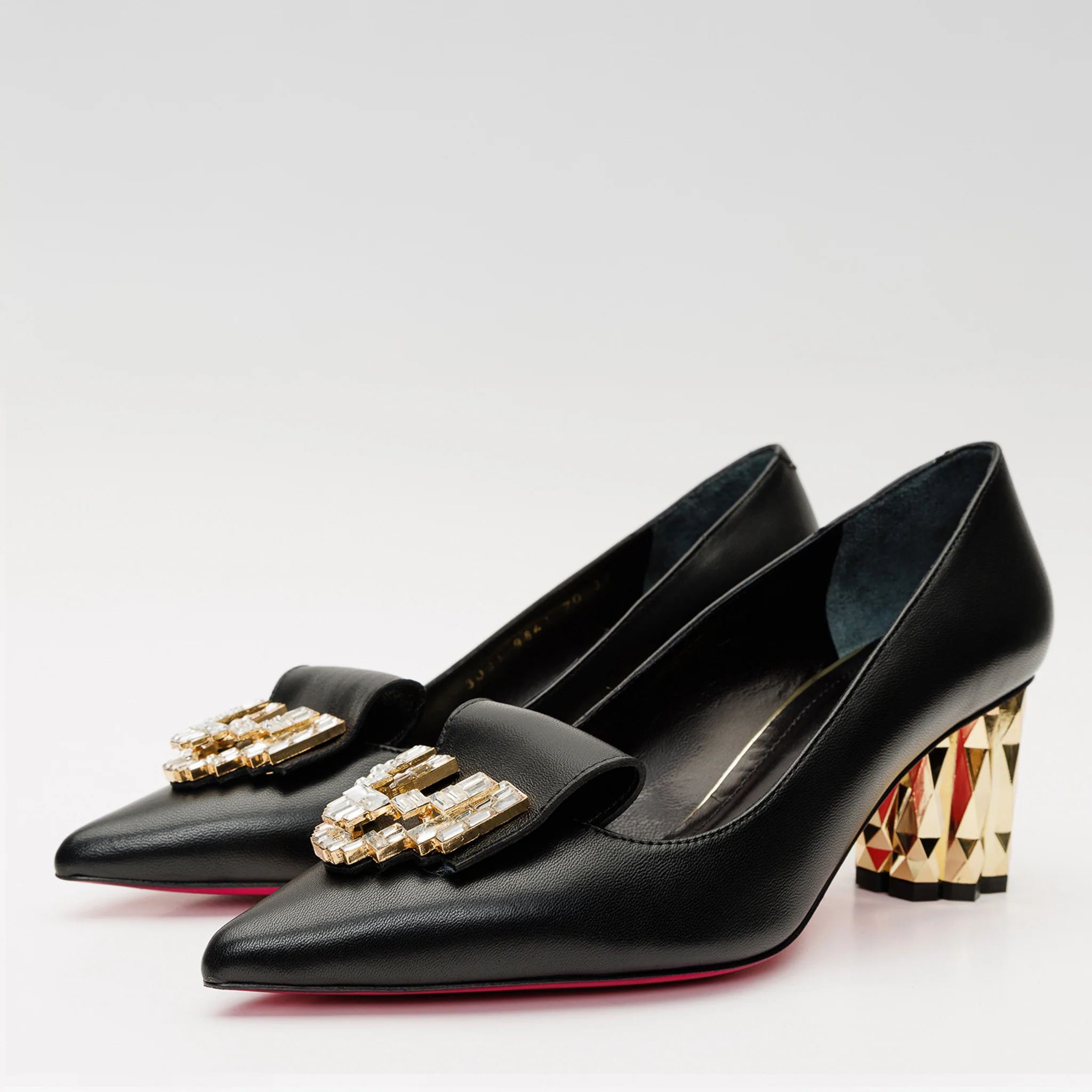The Love Black Leather Block Heel Pump Women Shoe - Image 3