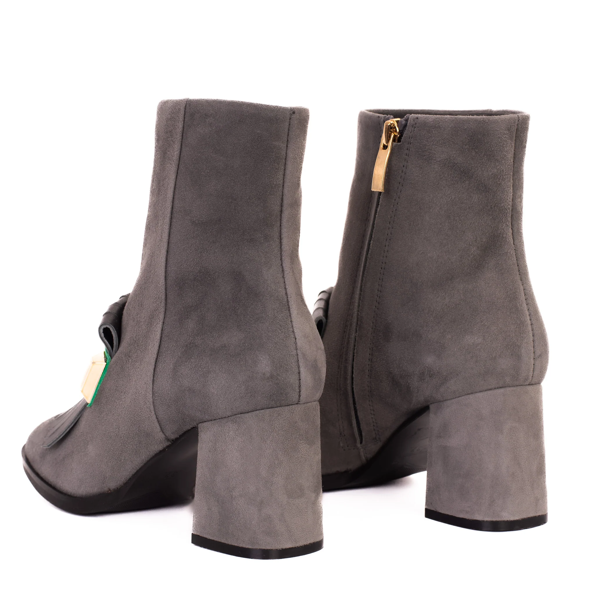 The Luksor Grey Suede Leather Block Heel Women Boot - Image 5