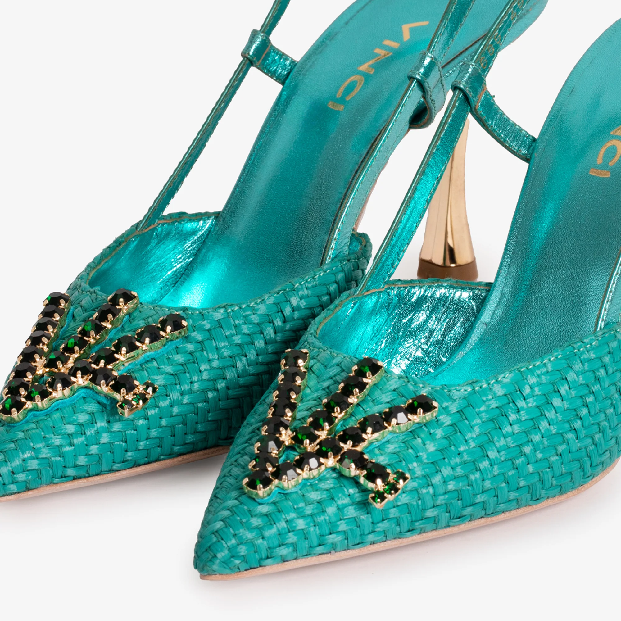 The Luna Turquoise Leather Slingback Women Sandal - Image 4