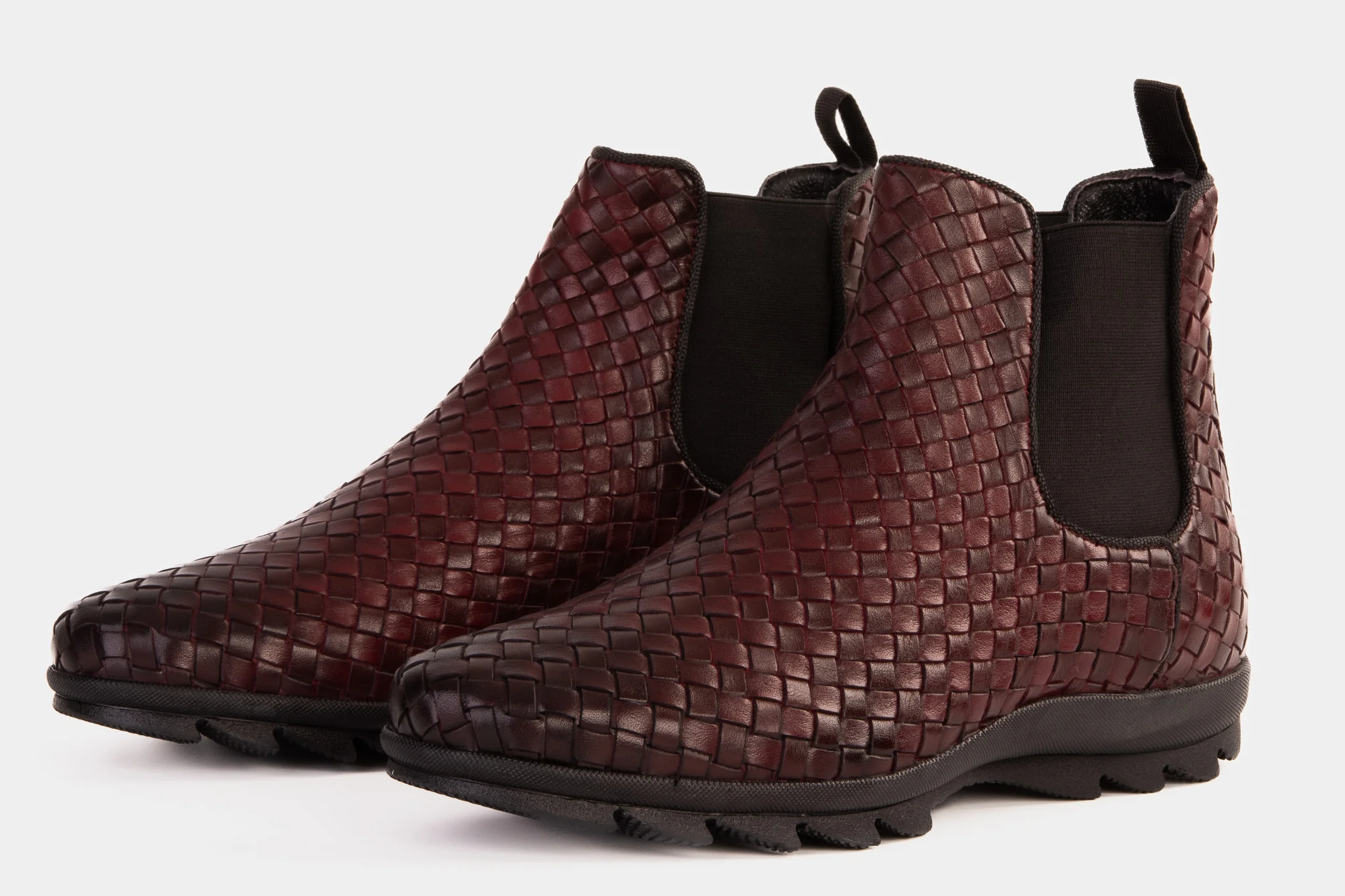 The Luxpre Burgundy Leather Handwoven Casual Chelsea Men Boot Final Sale! - Image 2