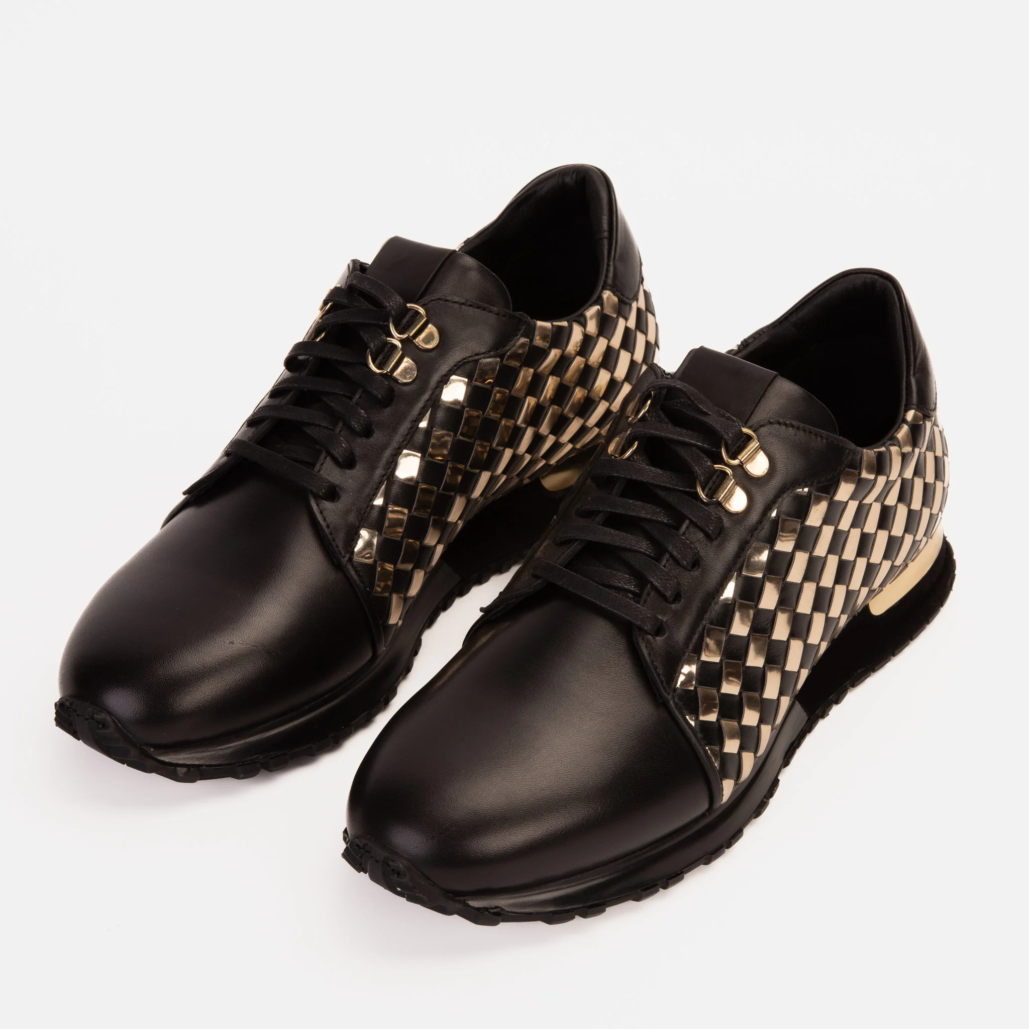 The Mackenzie Black & Gold Woven Leather Men Sneaker - Image 7