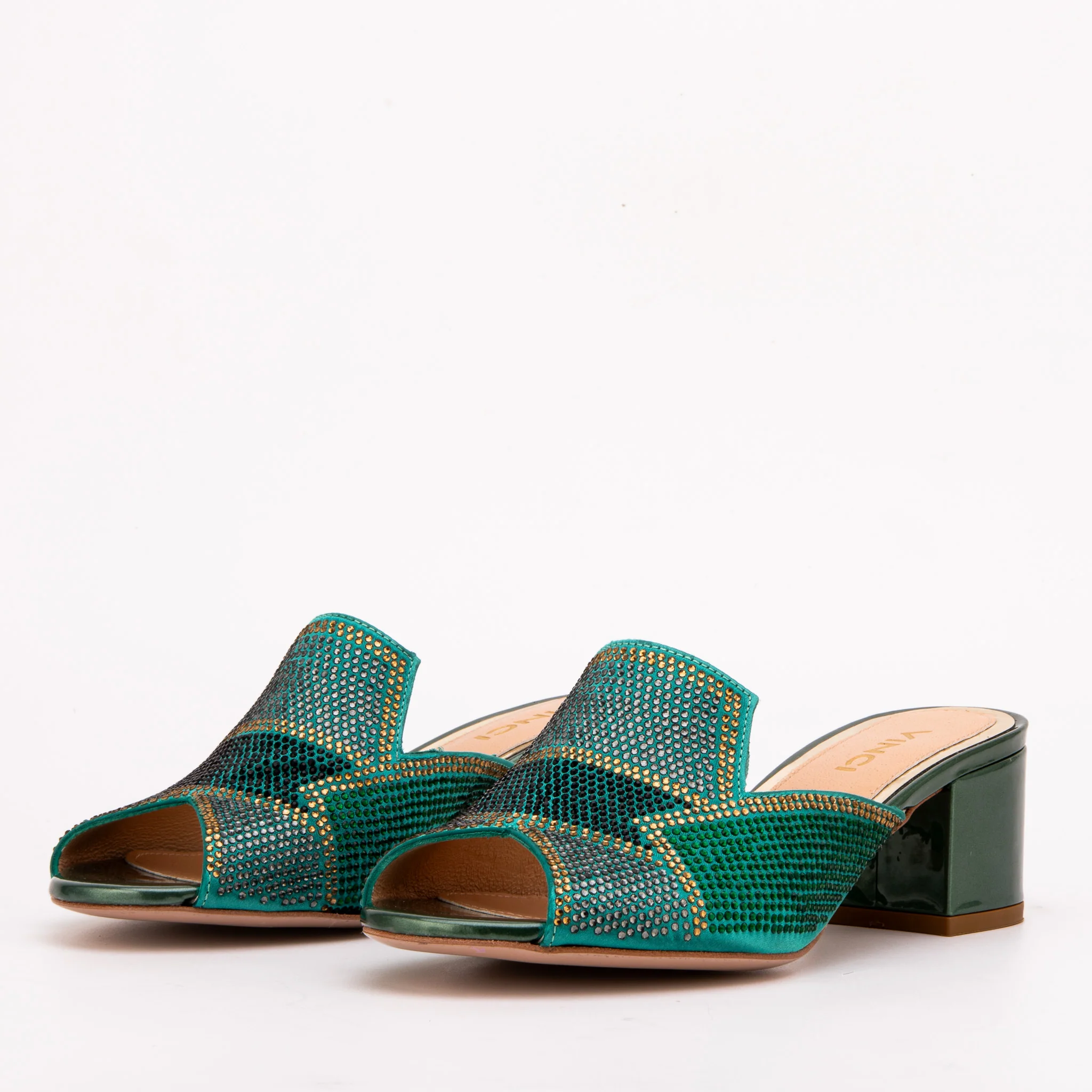 The Magnolia Green Glitter Leather Women Sandal - Image 3