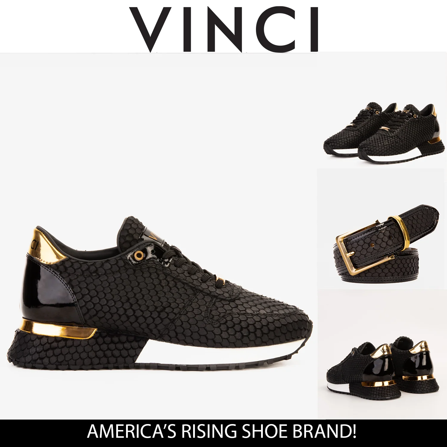 The Majesty Black & Gold Leather Men Sneaker - Image 4