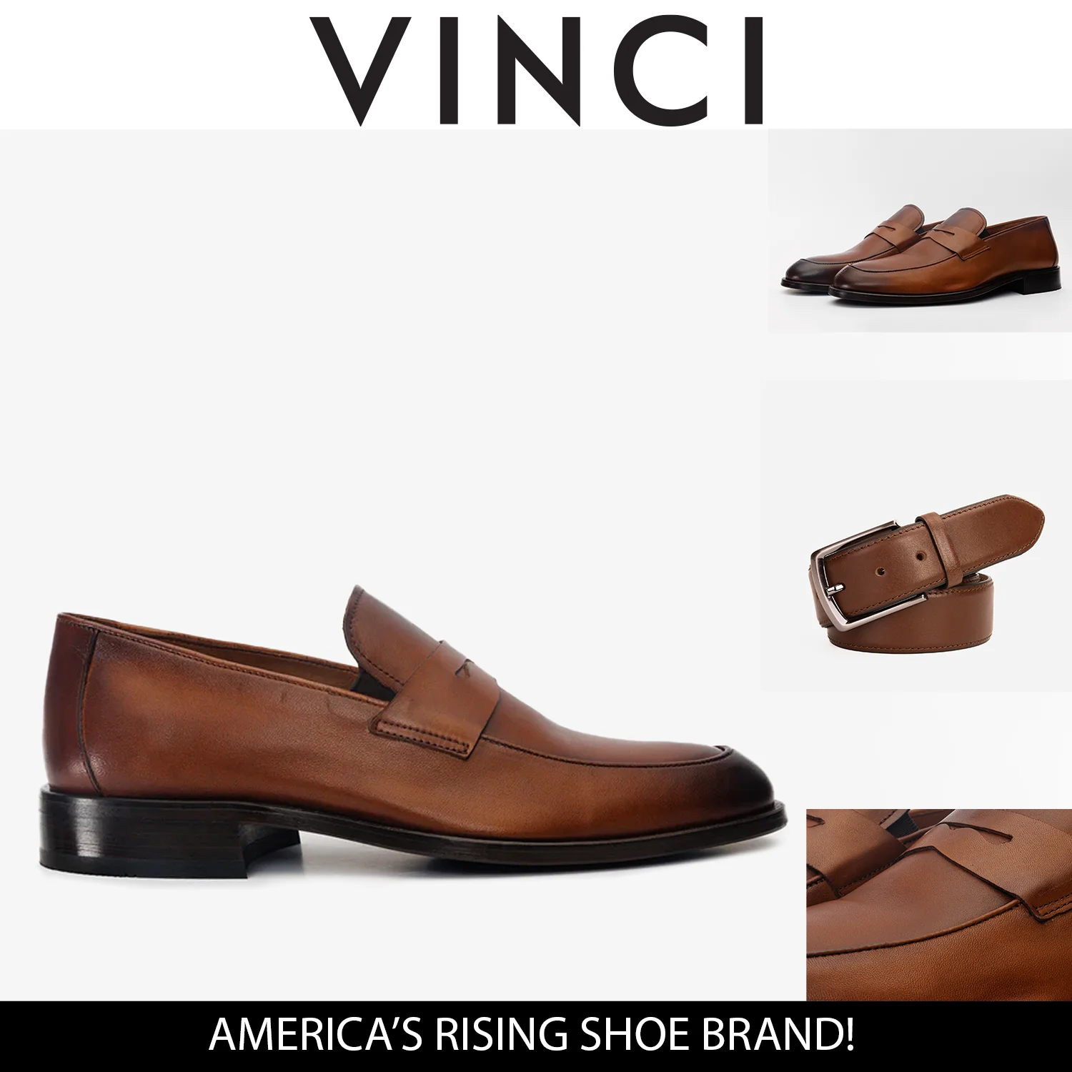 The Marinka Tan Leather Shoe Penny Loafer Men Shoe - Image 4
