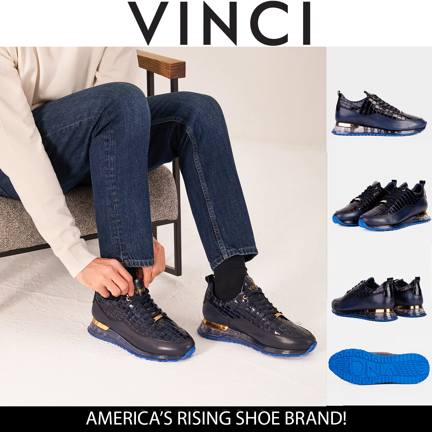 The Marseille Navy Blue Leather Men Sneaker - Image 12