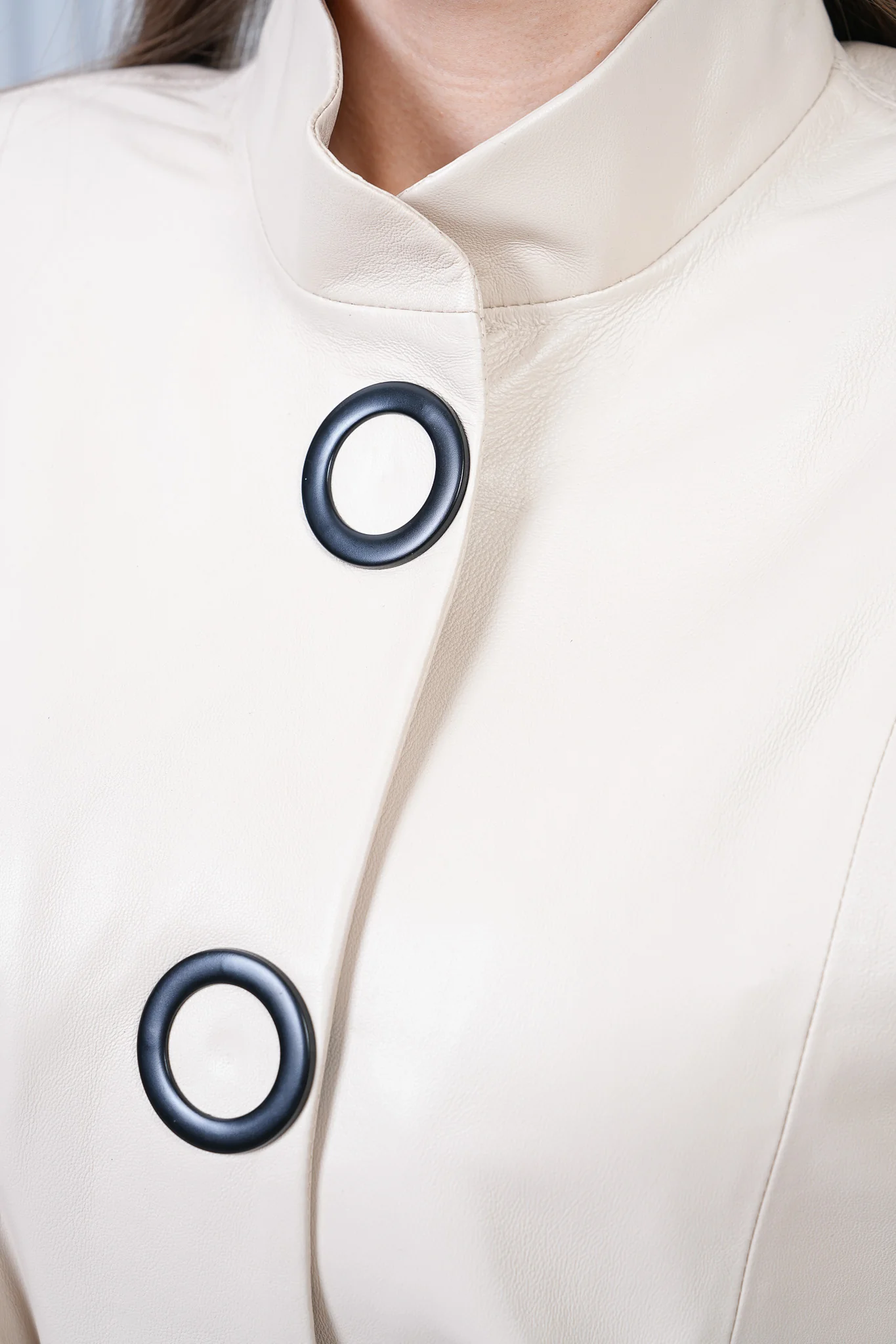 The Odessa Cream Leather Women Jacket - Image 3