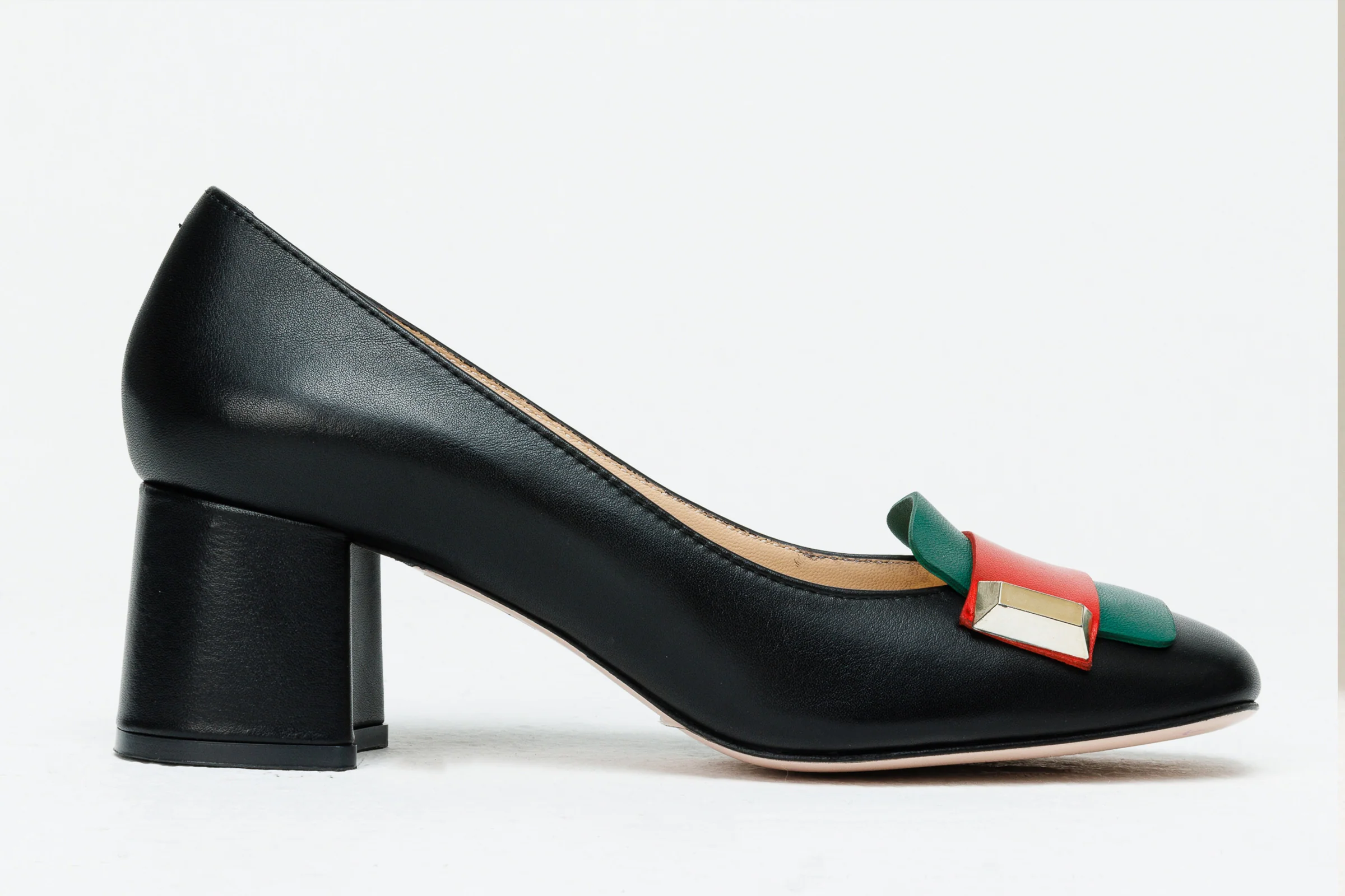 The Olney Black Leather Block Heel Pump Women Shoe - Image 5