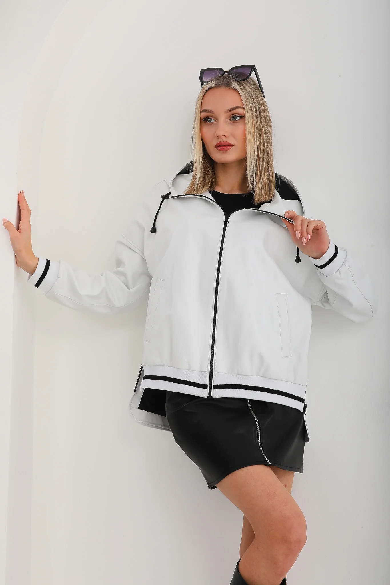 The Polar White Leather Women Leather Jacket - Image 11