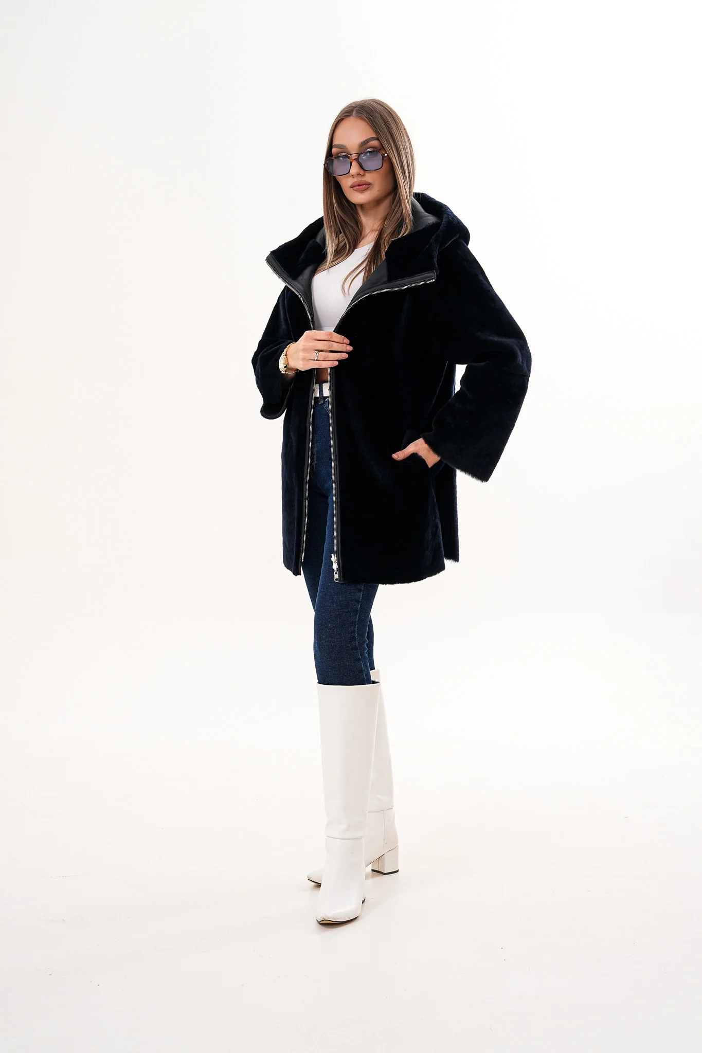 The Portofino Black Reversible Shearling Women Jacket - Image 5