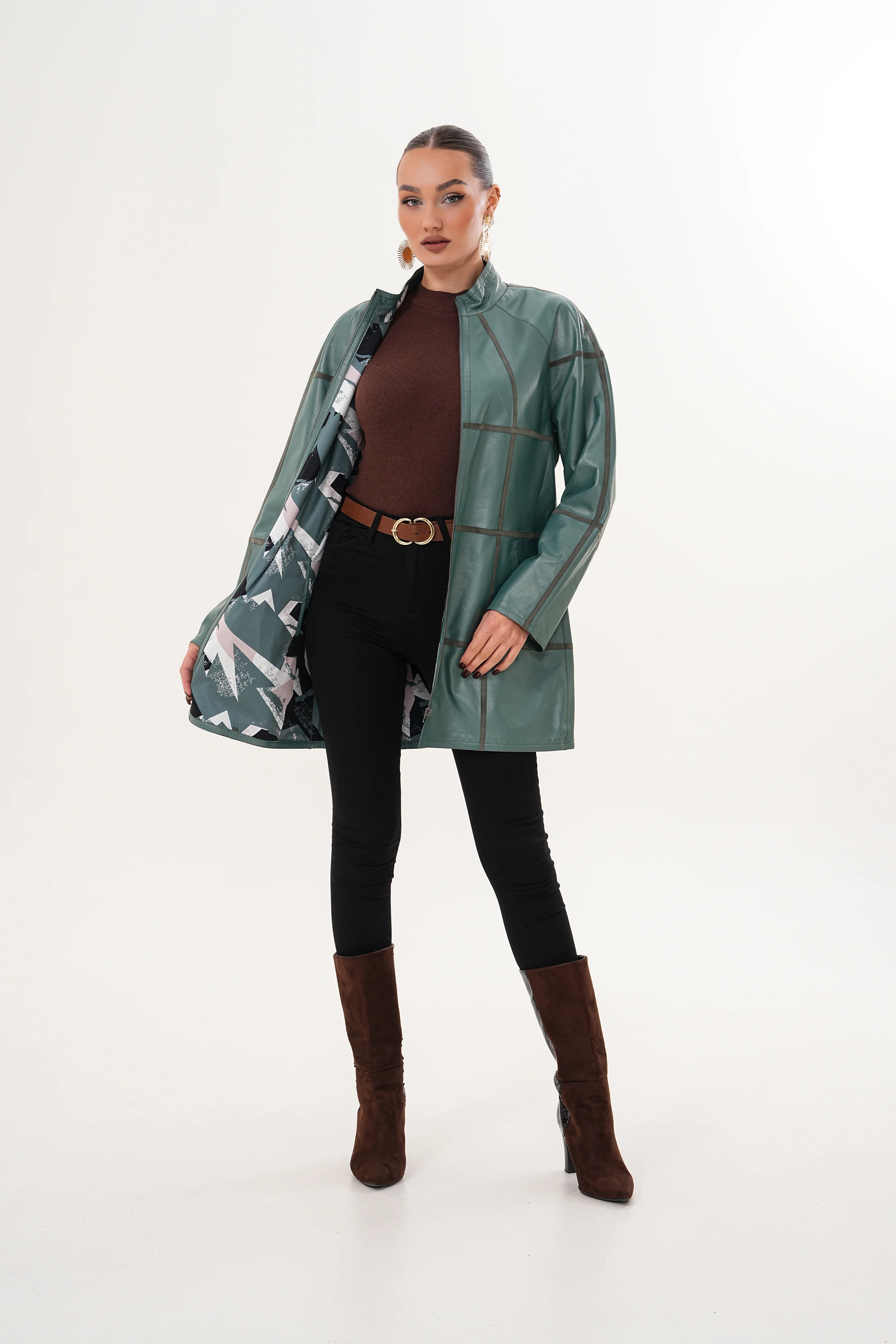 The Prado Reversible Green Leather Women Jacket - Image 12