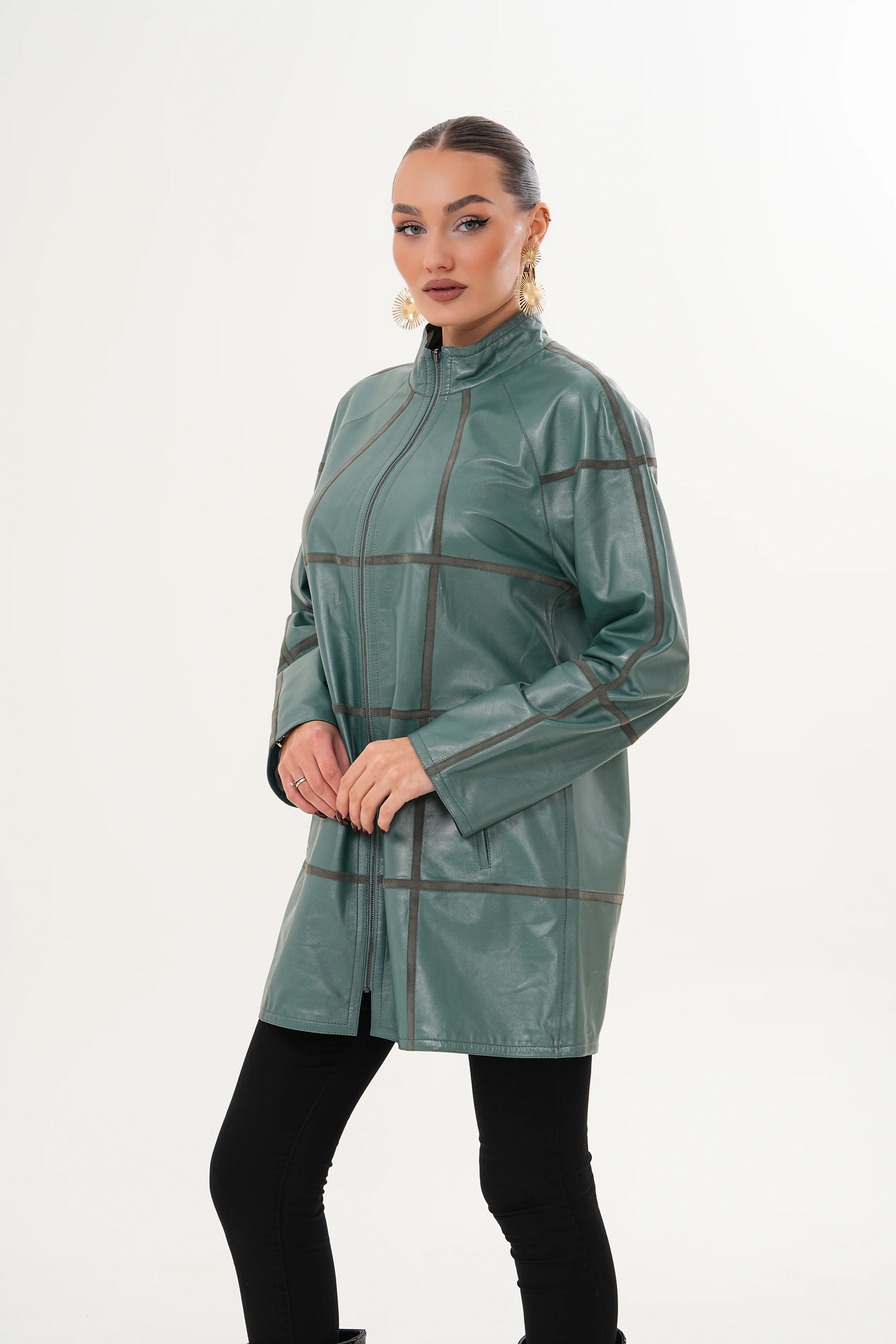 The Prado Reversible Green Leather Women Jacket - Image 15
