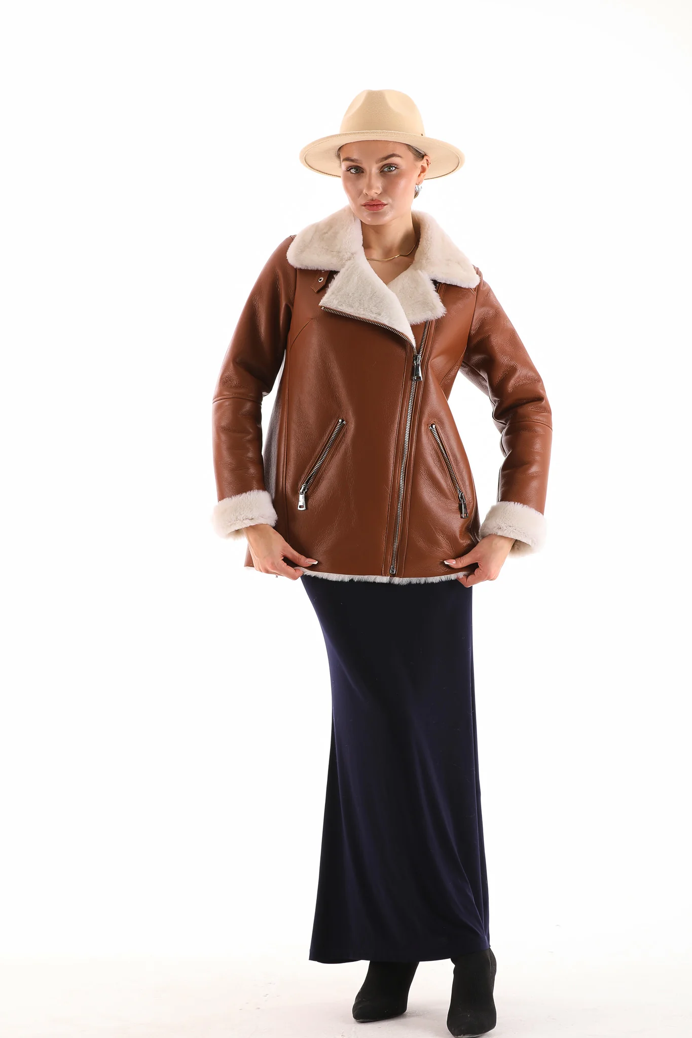 The Prague Tan Leather Women Jacket - Image 9