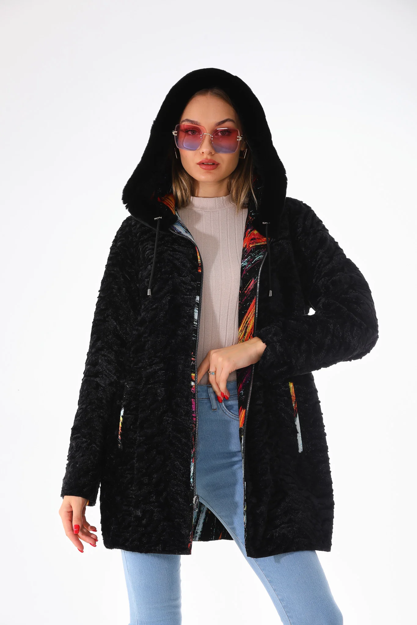 The Prisma Multicolor Leather Women Jacket - Image 14