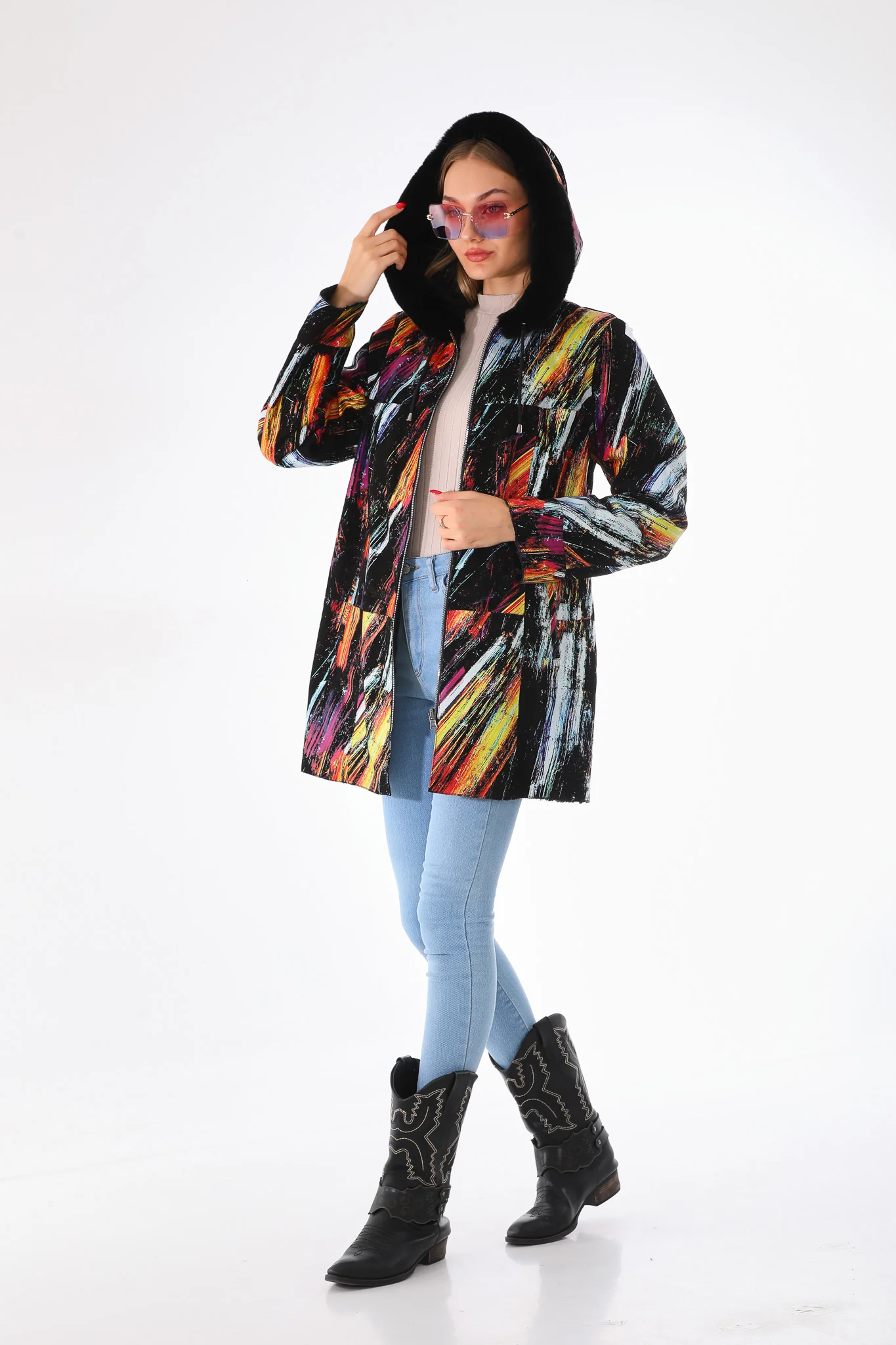 The Prisma Multicolor Leather Women Jacket - Image 18