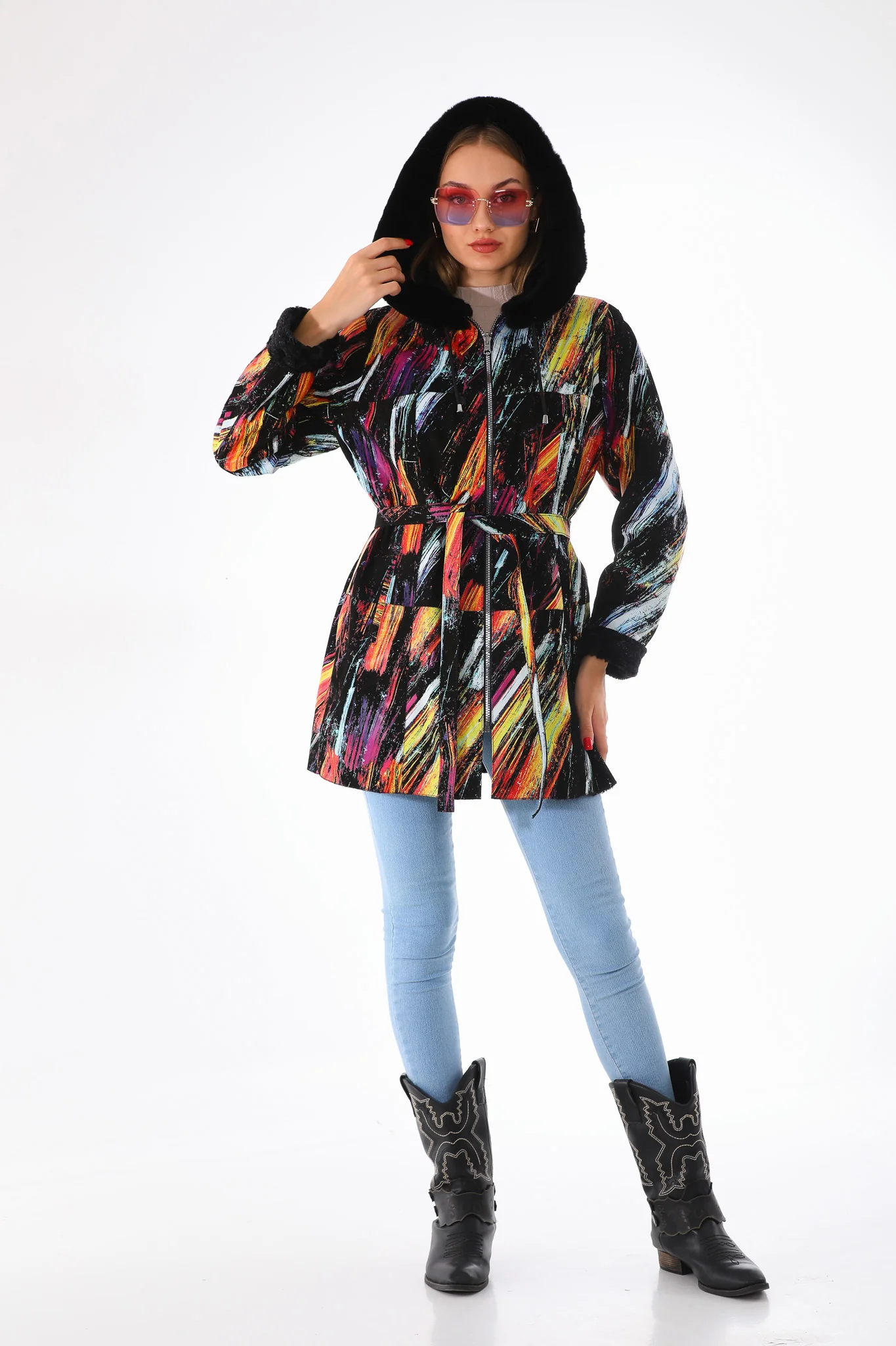 The Prisma Multicolor Leather Women Jacket - Image 20