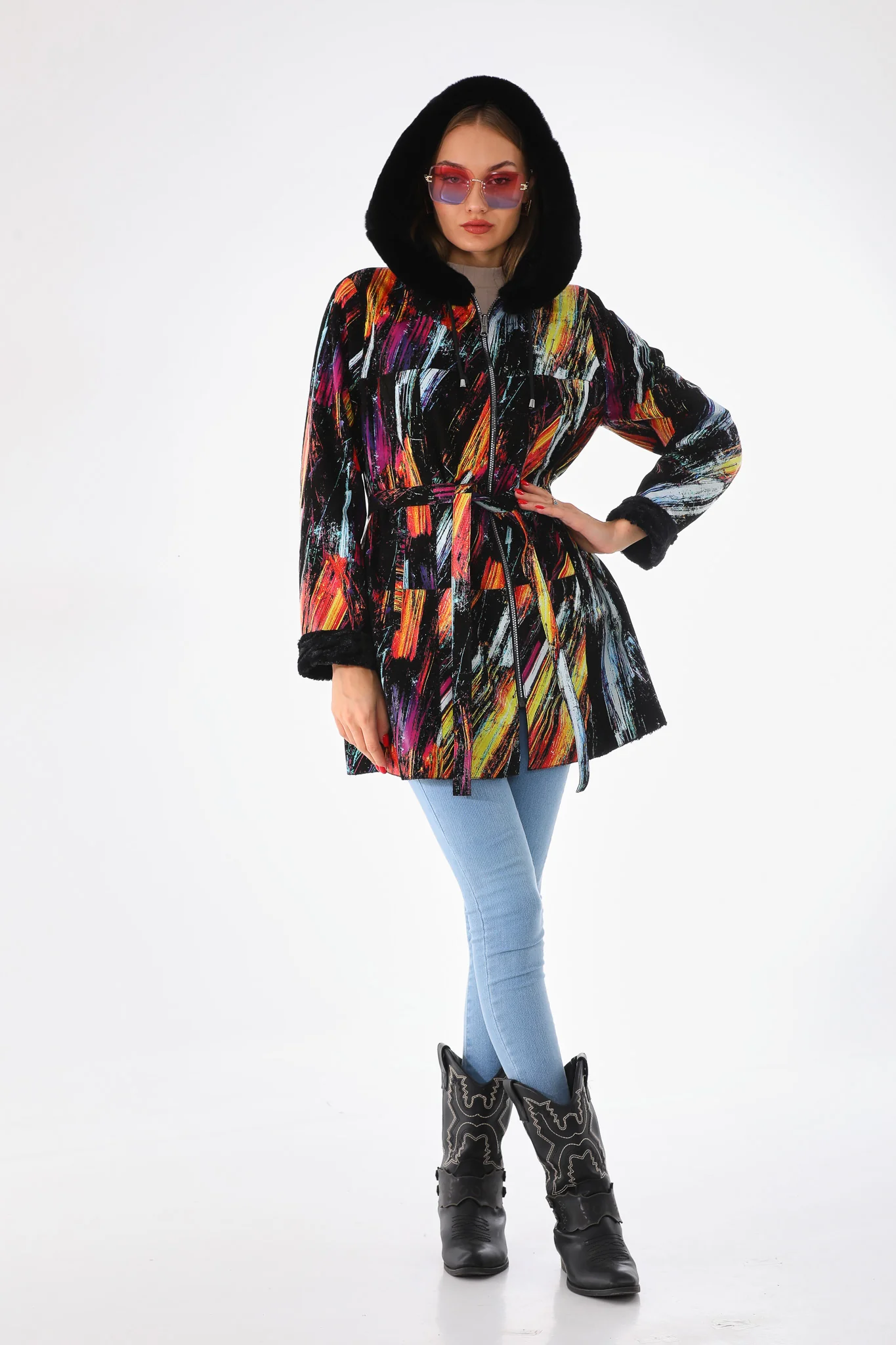 The Prisma Multicolor Leather Women Jacket - Image 4