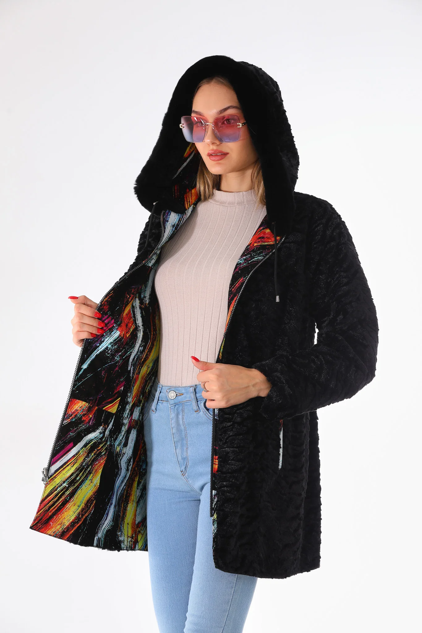 The Prisma Multicolor Leather Women Jacket - Image 7