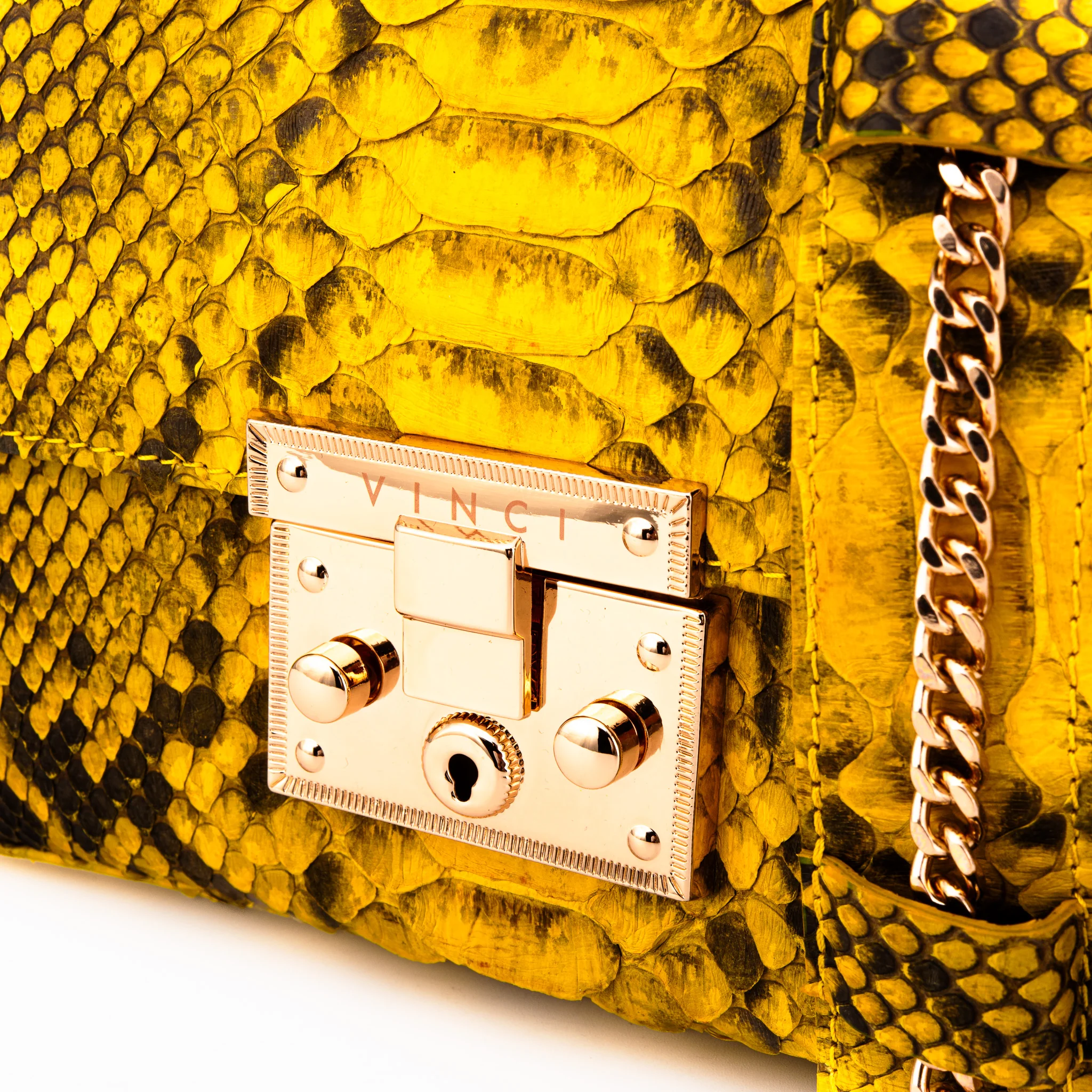The Queen Yellow Pythn Leather Handbag - Image 2