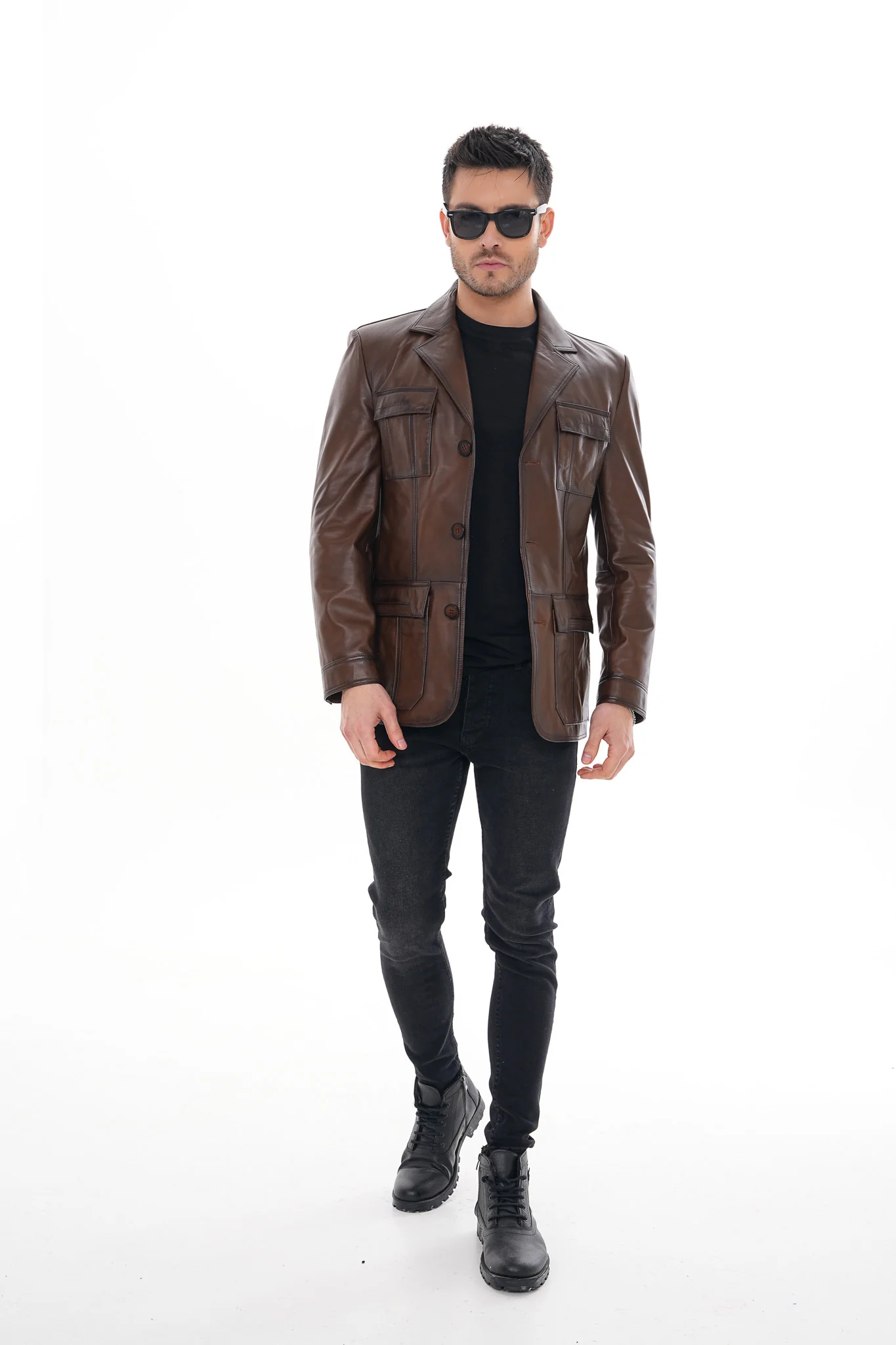The Ravenna Brown Leather Men Jacket - Image 2