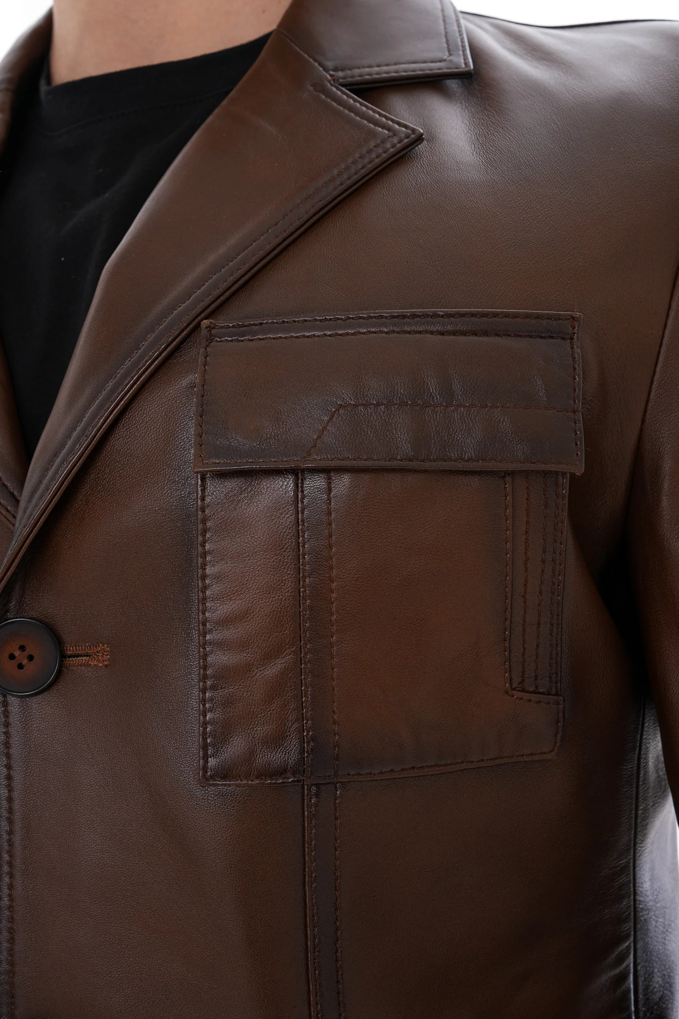 The Ravenna Brown Leather Men Jacket - Image 6
