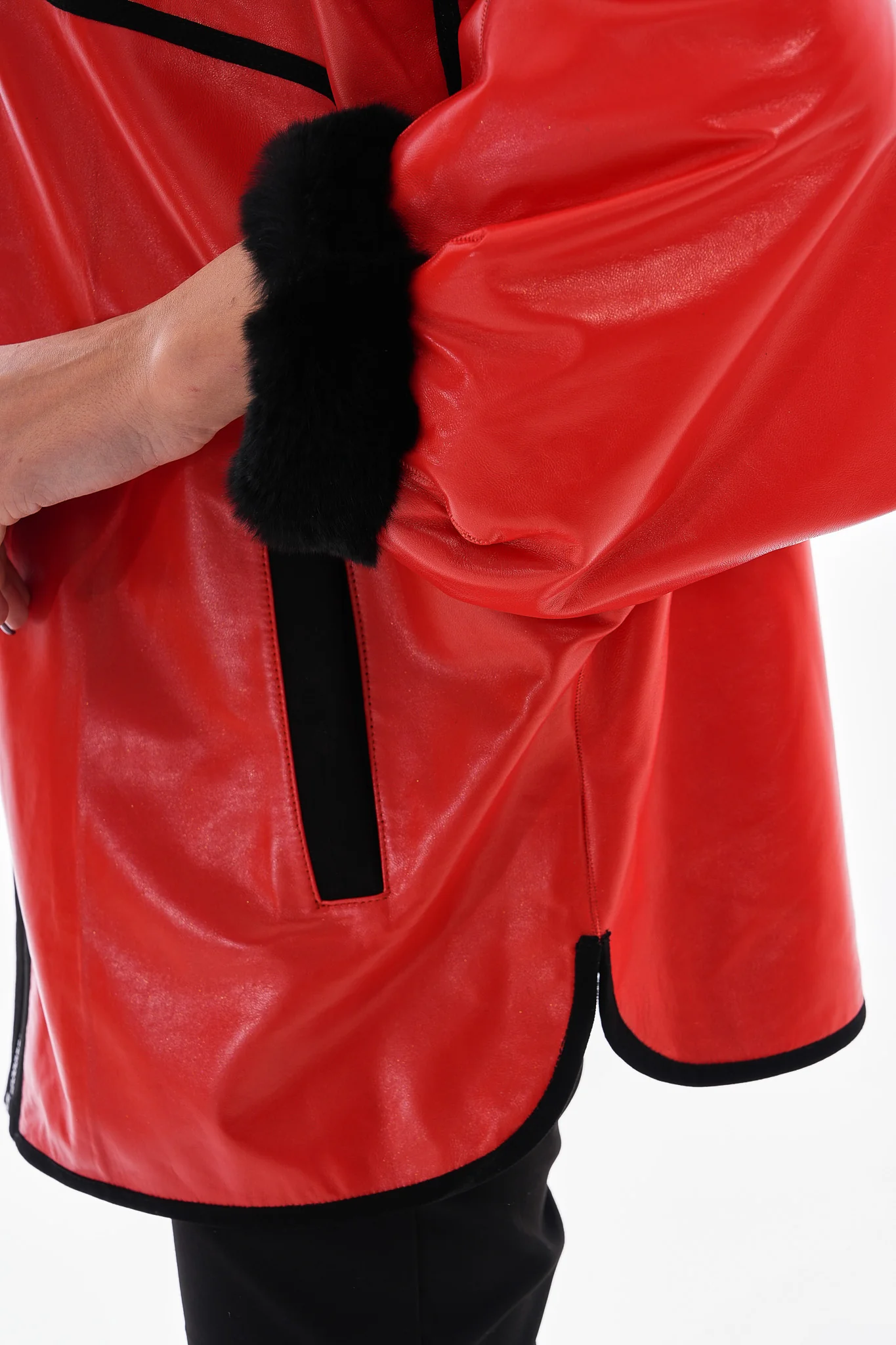 The Rebel Reversible Shearling Red Leather Women Jacket - Image 3