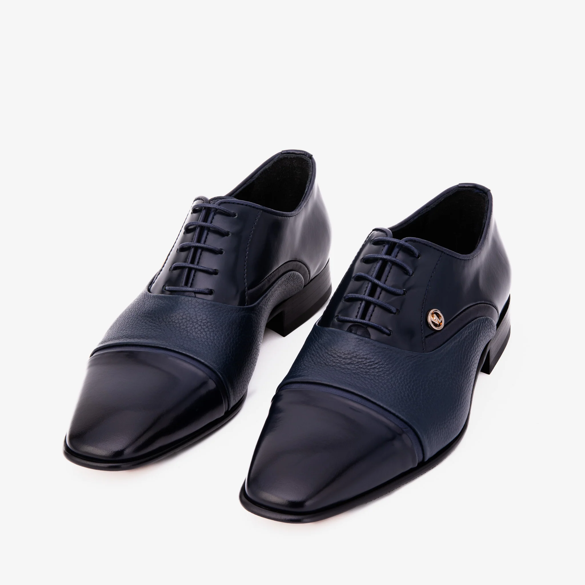 The Rockwell Handmade Navy Blue Leather Cap Toe Men Oxford Shoe - Image 6