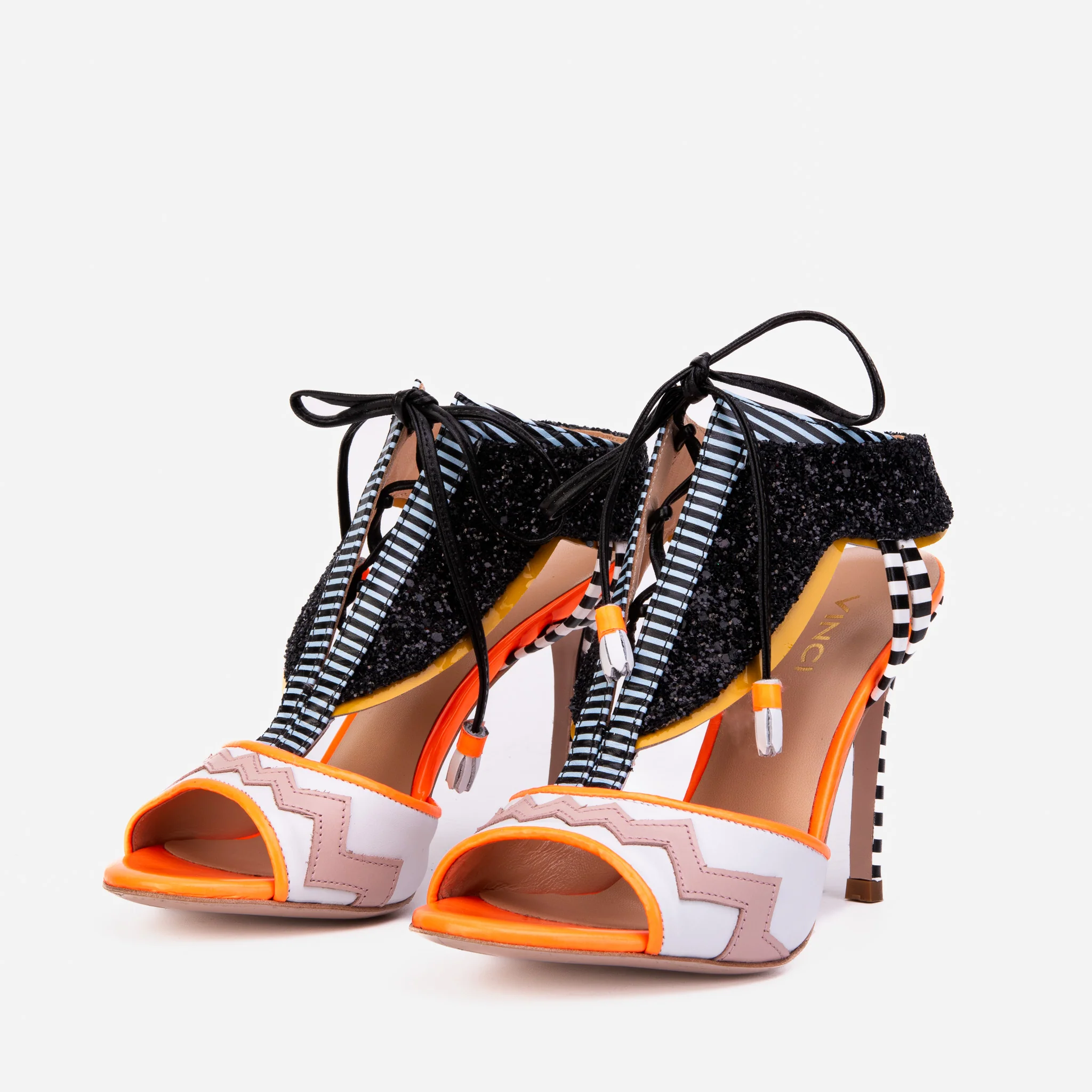 The Santa Amaro Orange Glitter Leather Women Sandal - Image 3