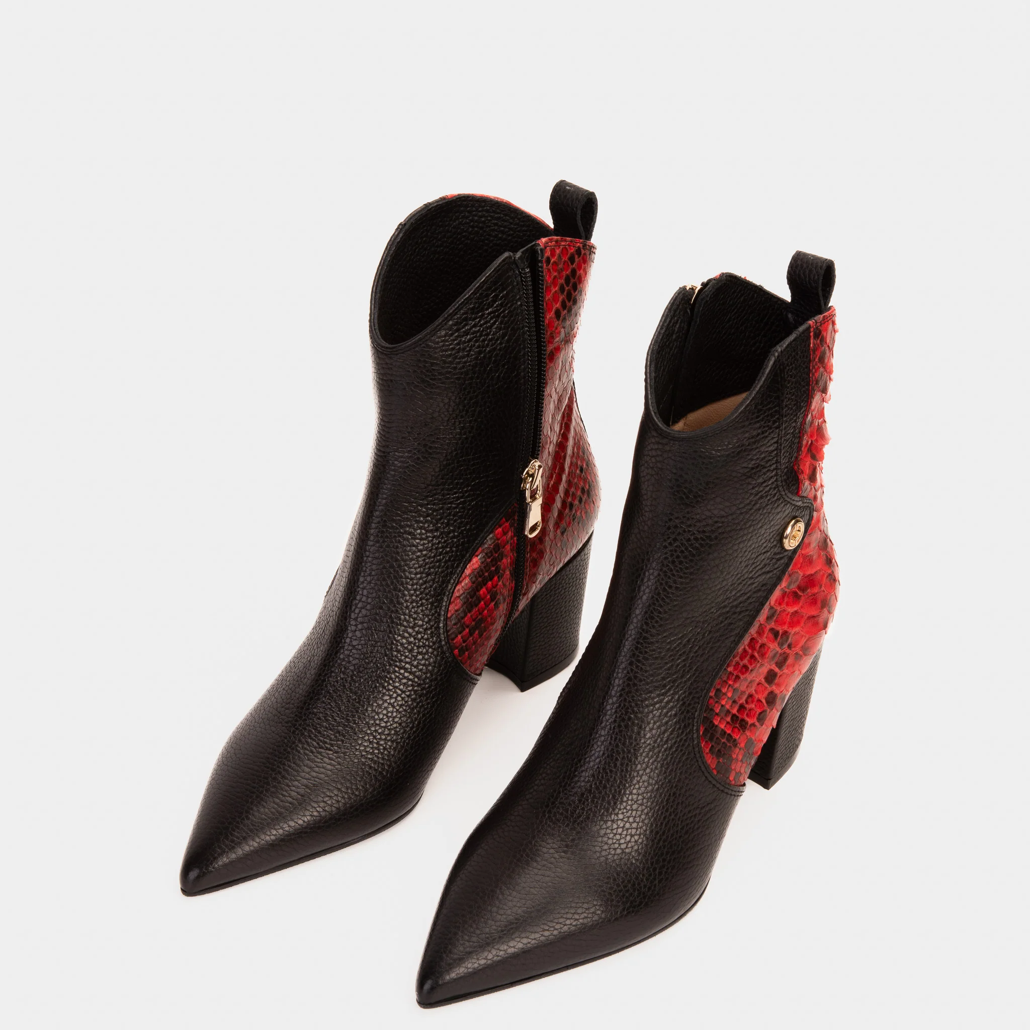 The Saturn Red Pythn Leather Block Heel Women Boot - Image 6