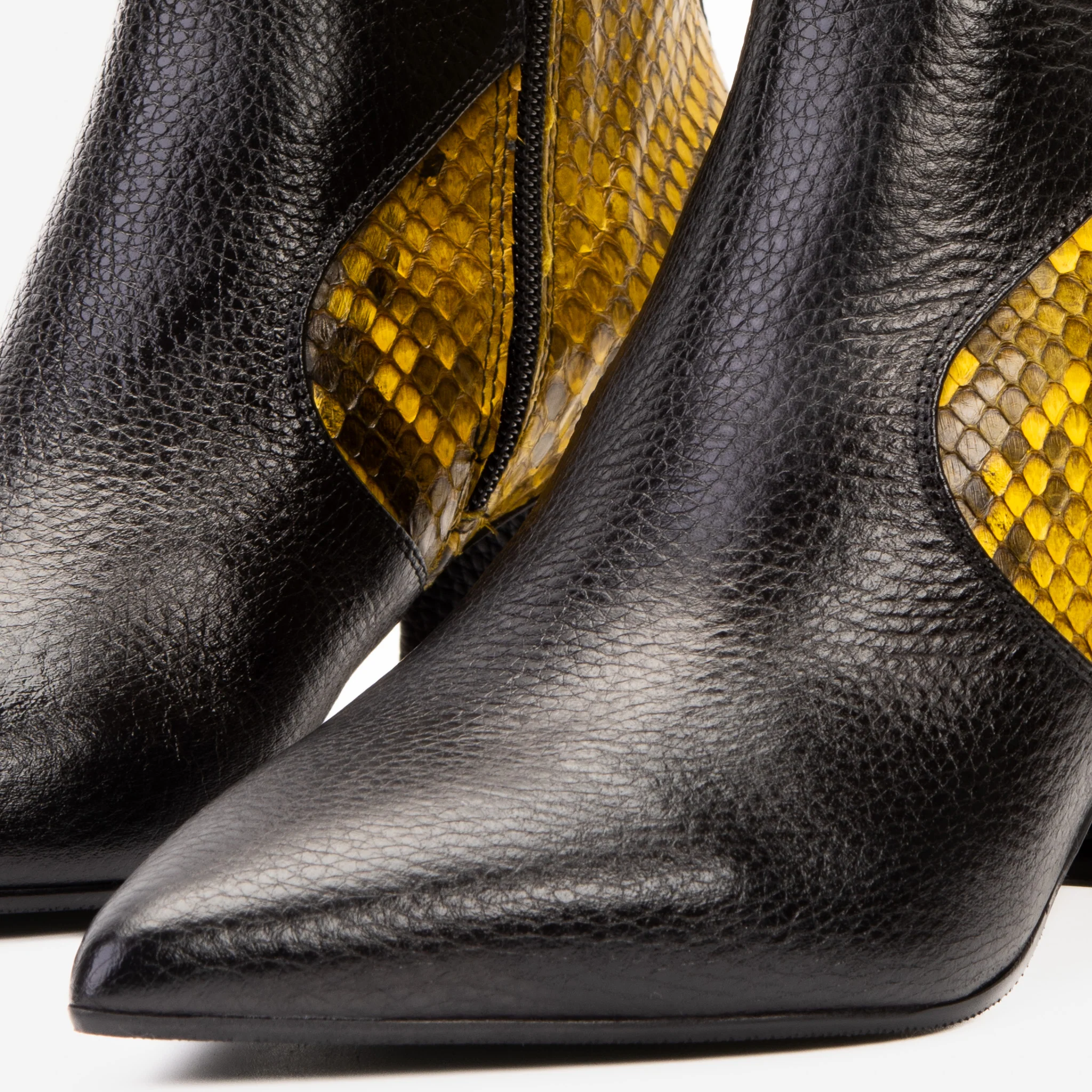 The Saturn Yellow Pythn Leather Block Heel Women Boot - Image 5
