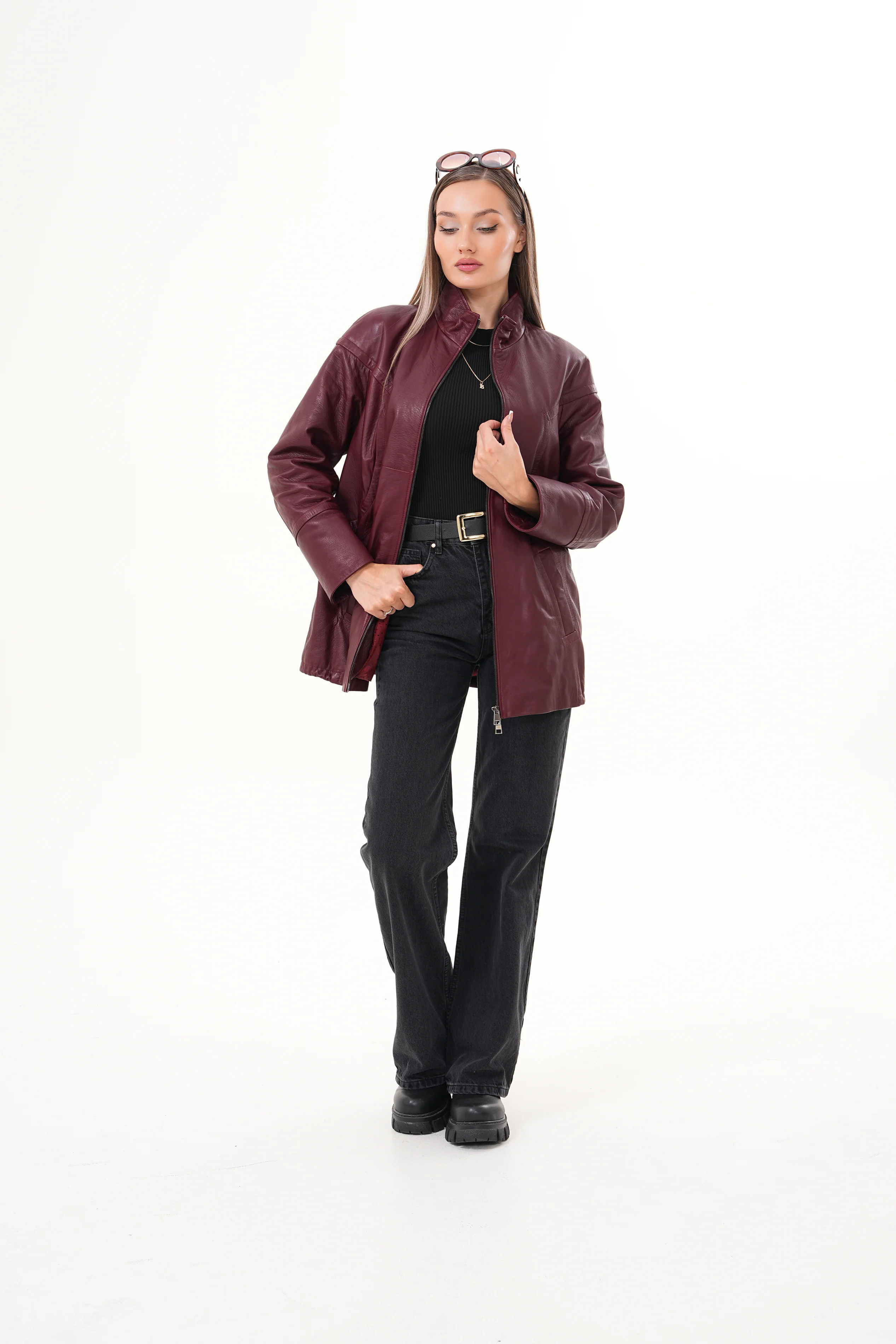 The Sierra Burgundy Leather Women Jacket - Image 10