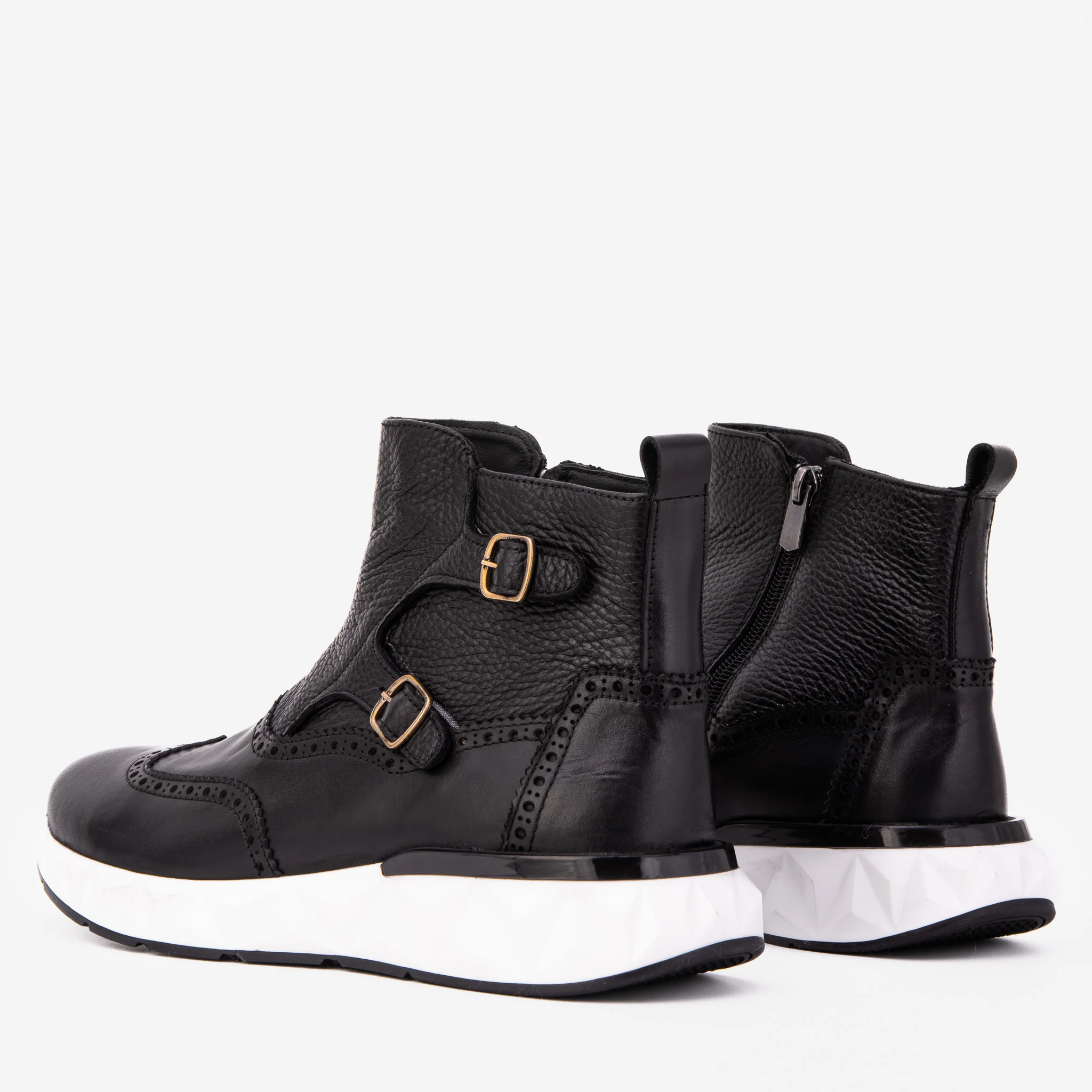 The Stealth Wingtip Buckle Black Leather Men Boot - Image 7