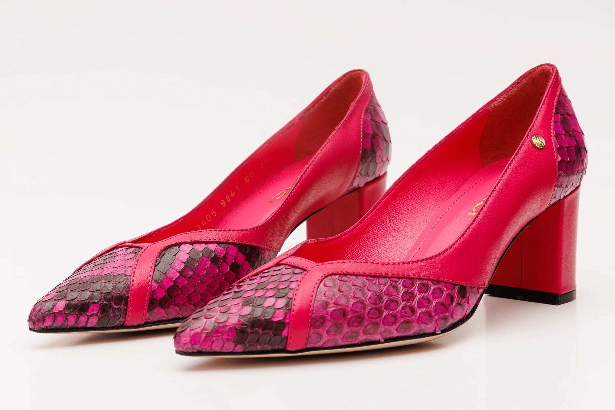The Toskana Fuchsia Pythn Leather Block Heel Pump Women Shoe - Image 3