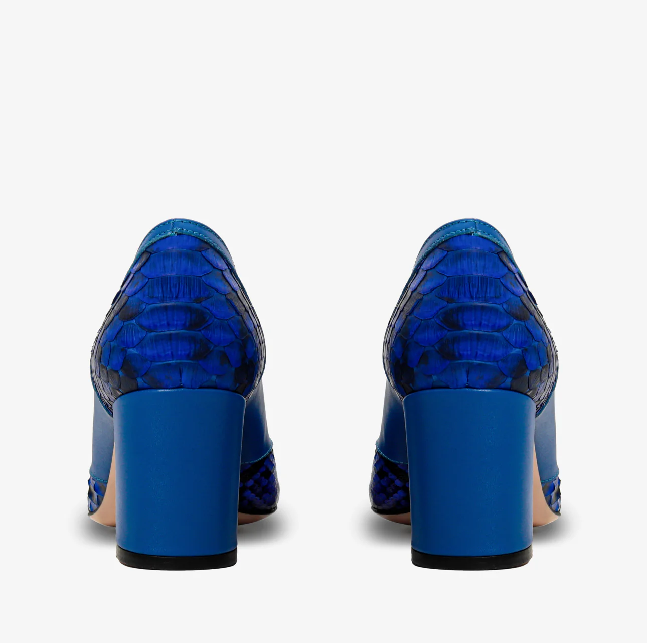 The Toskana Sax Blue Pythn Leather Block Heel Pump Women Shoe - Image 4