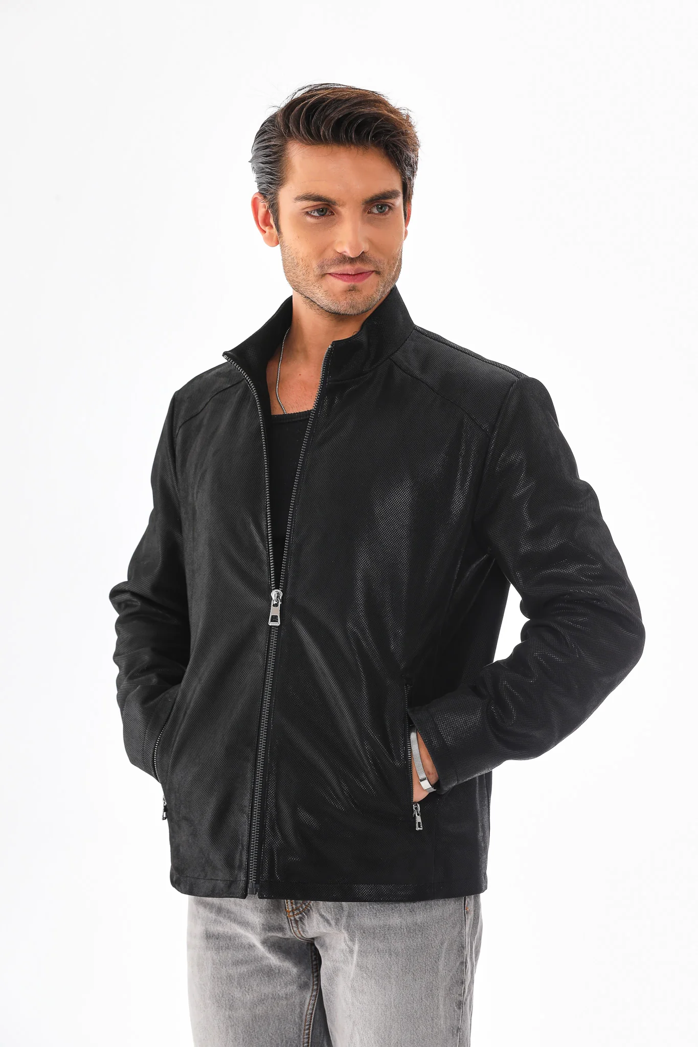The Varden Black Leather Men Jacket - Image 6