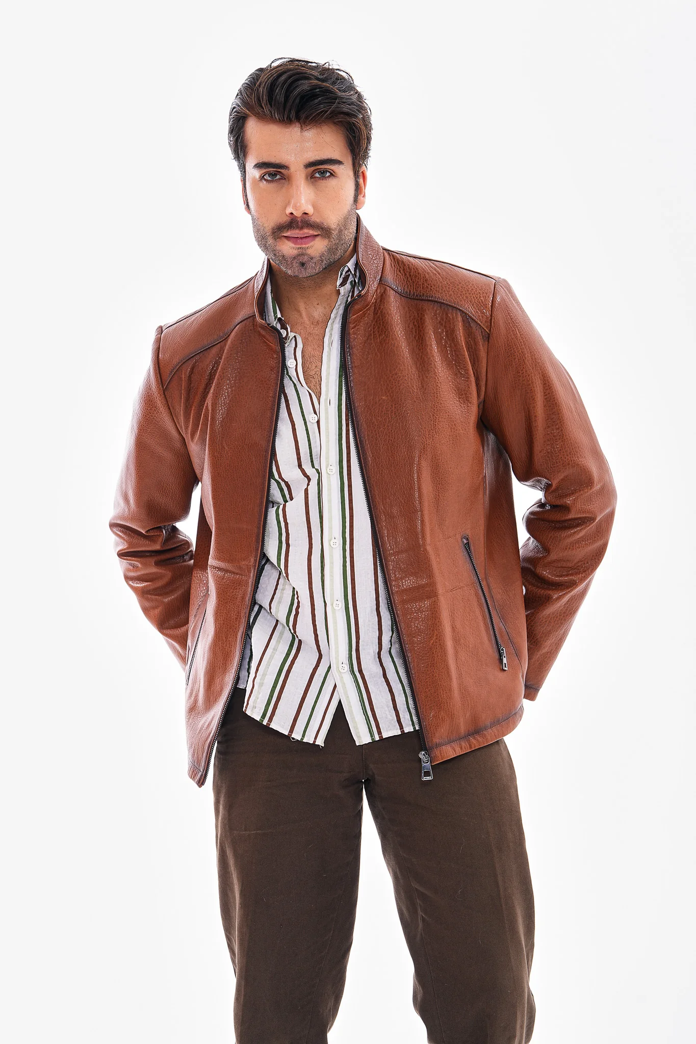 The Varden Tan Leather Men Jacket - Image 3