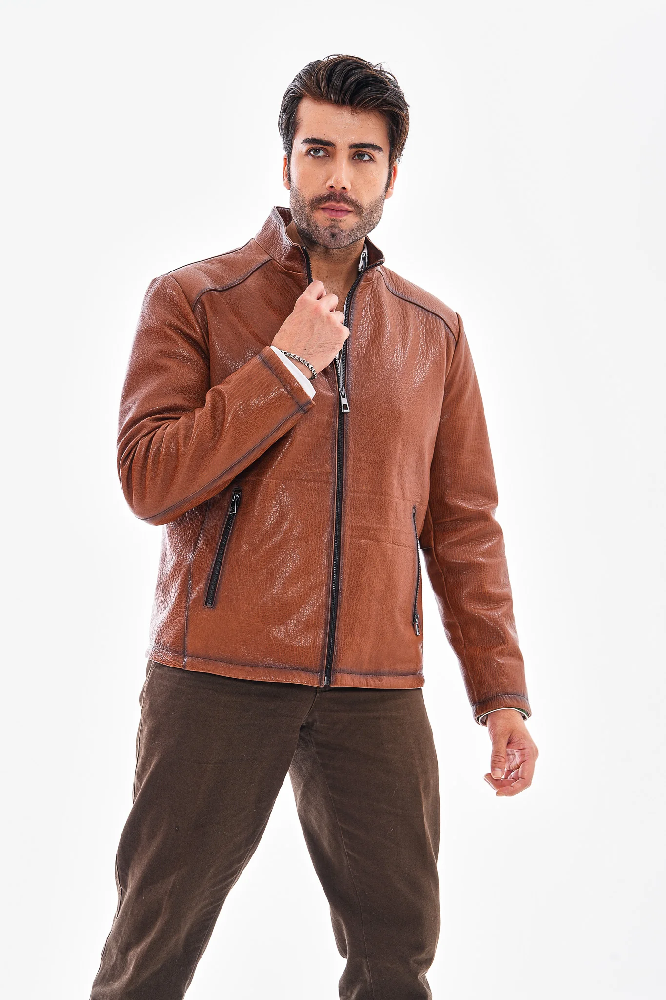 The Varden Tan Leather Men Jacket - Image 7