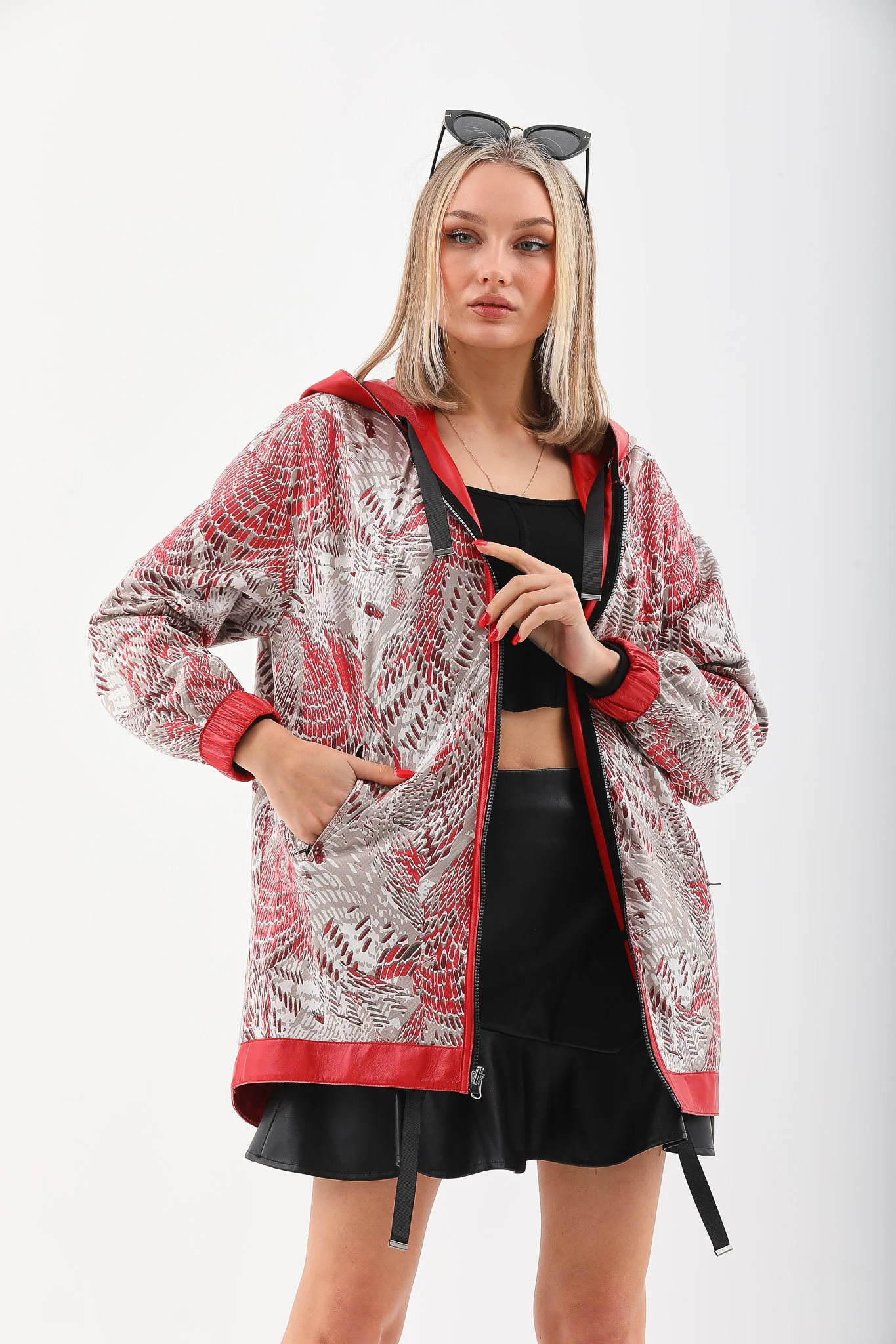 The Vega Red Reversible Leather Women Jacket - Image 6