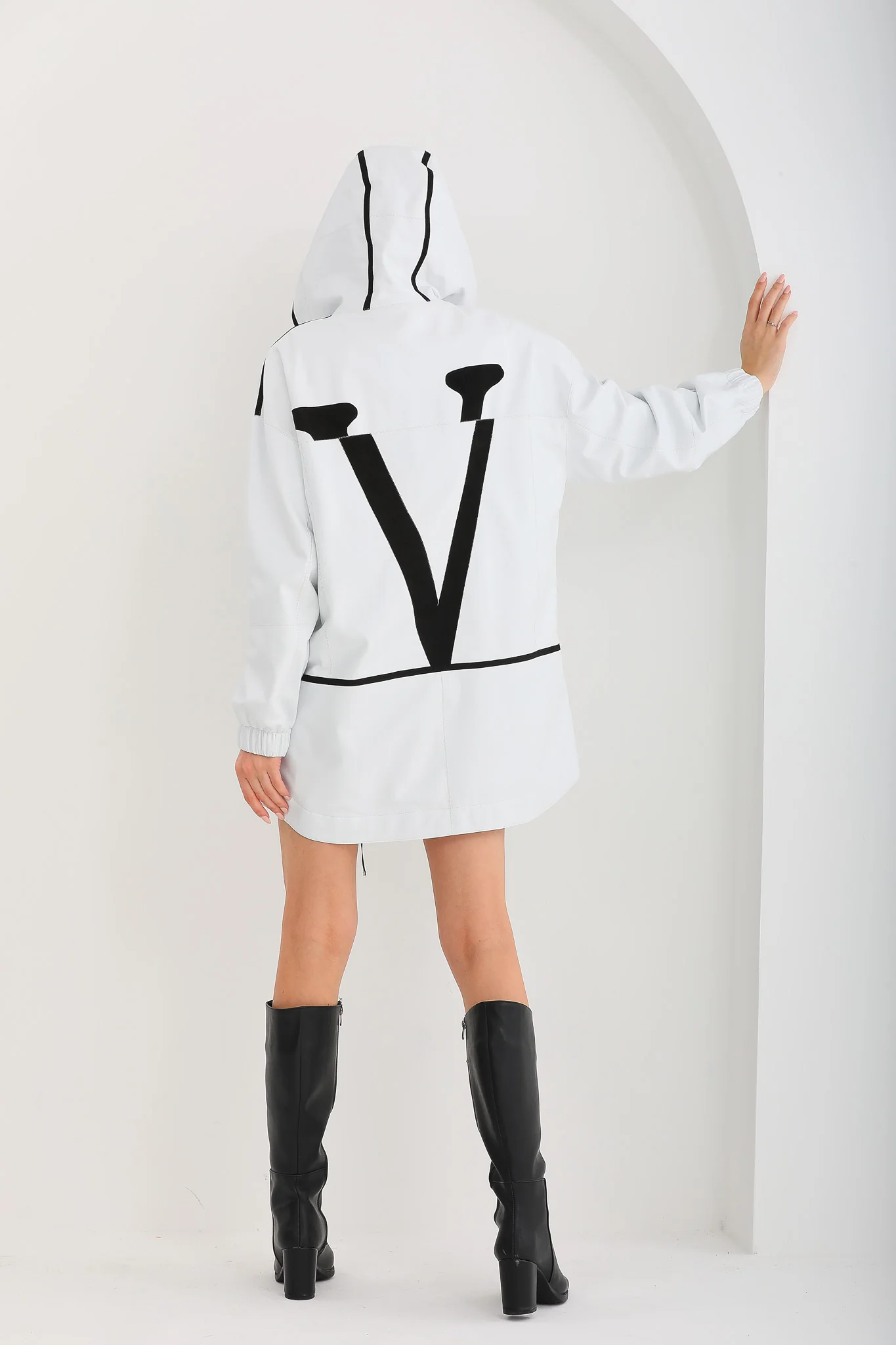 The Vega White Reversible Leather Women Jacket - Image 4