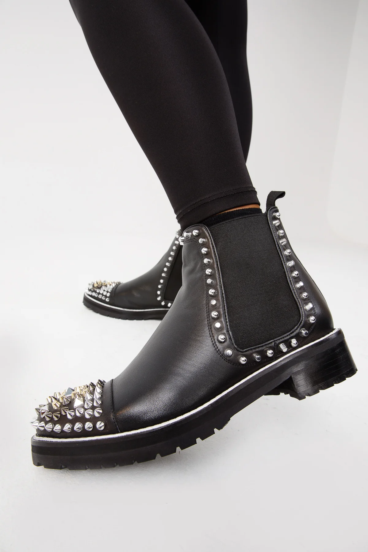 The Vuvulane Black Spike Leather Ankle Women Boot - Image 3